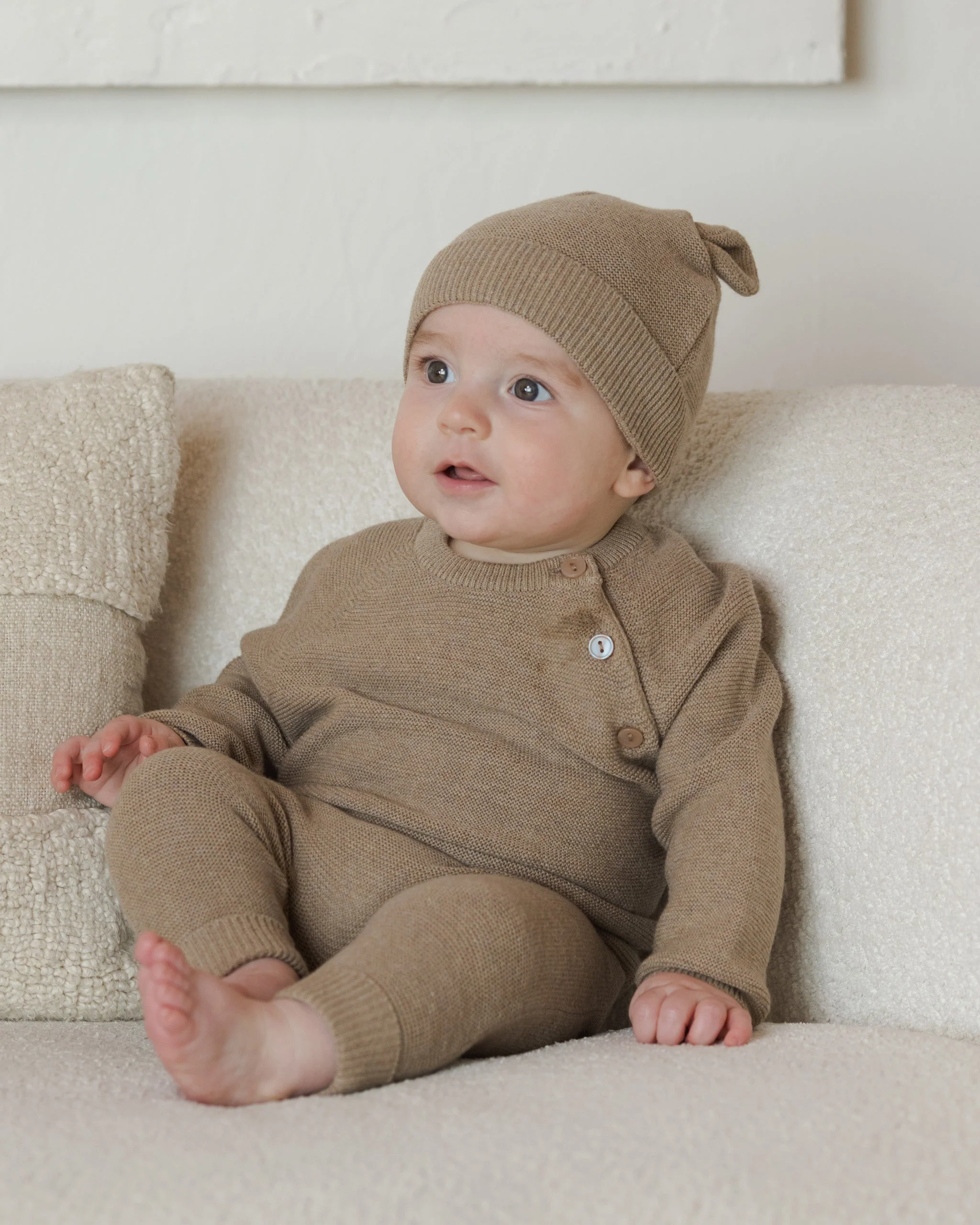 Baby Bear Beanie || Heathered Mocha - Image 2