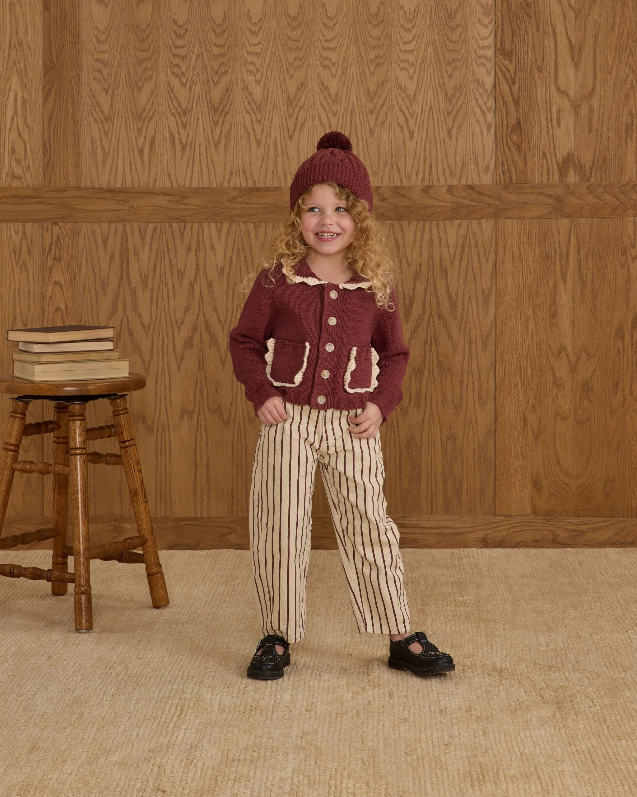 Barrel Pant || Burgundy Pinstripe - Image 3