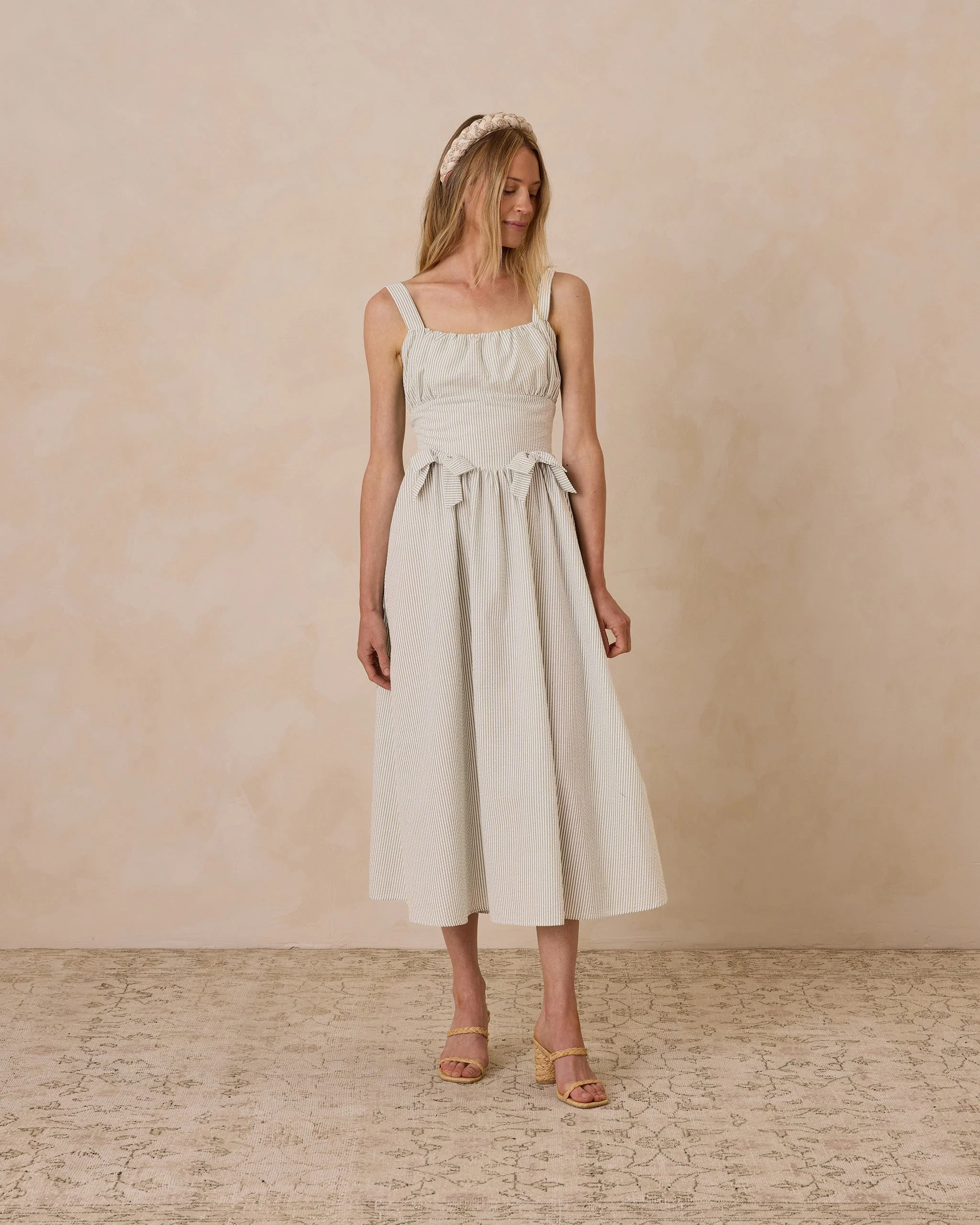 Betsy Dress || Sage Stripe - Image 2