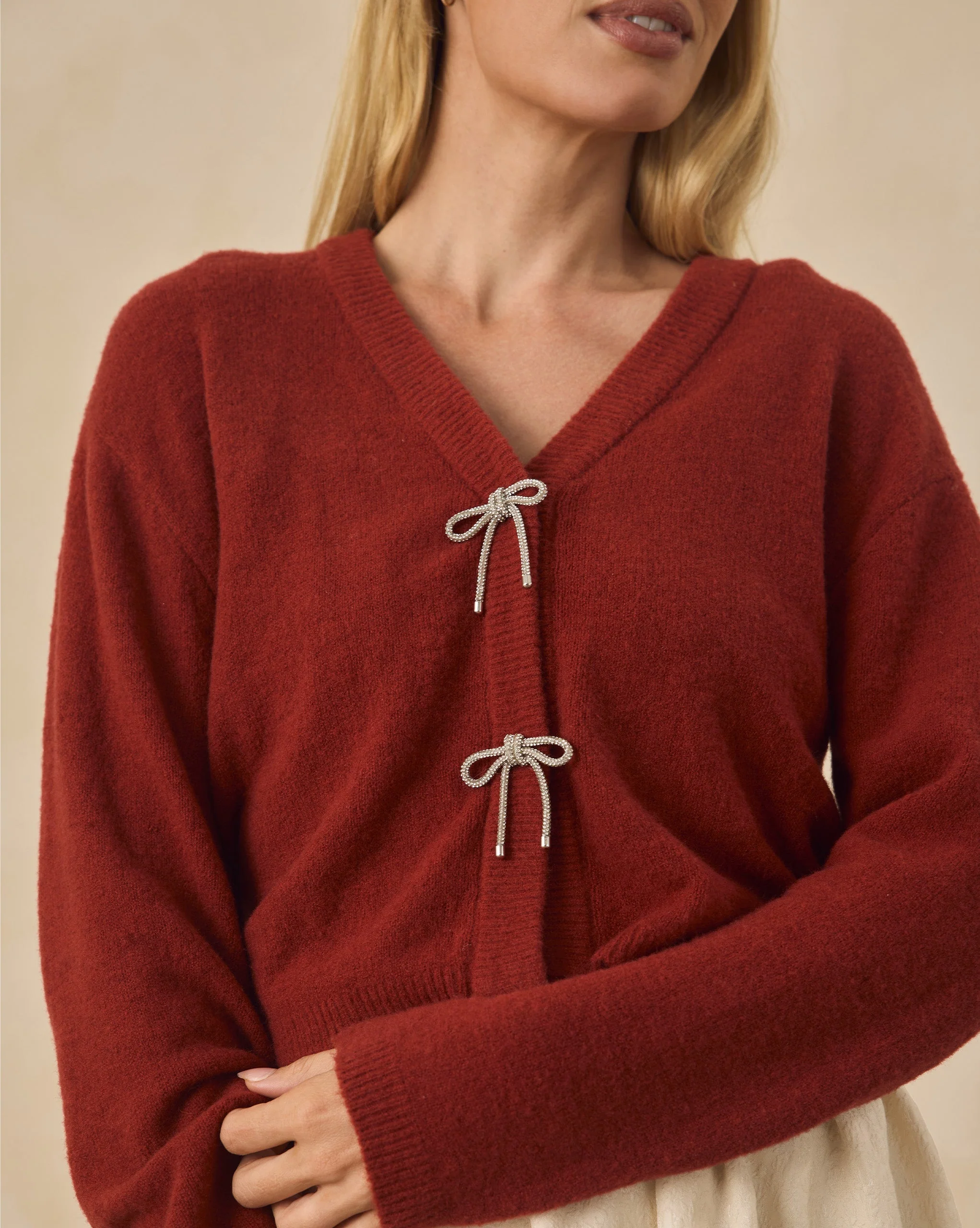Bow Cardigan | Ruby - Image 5