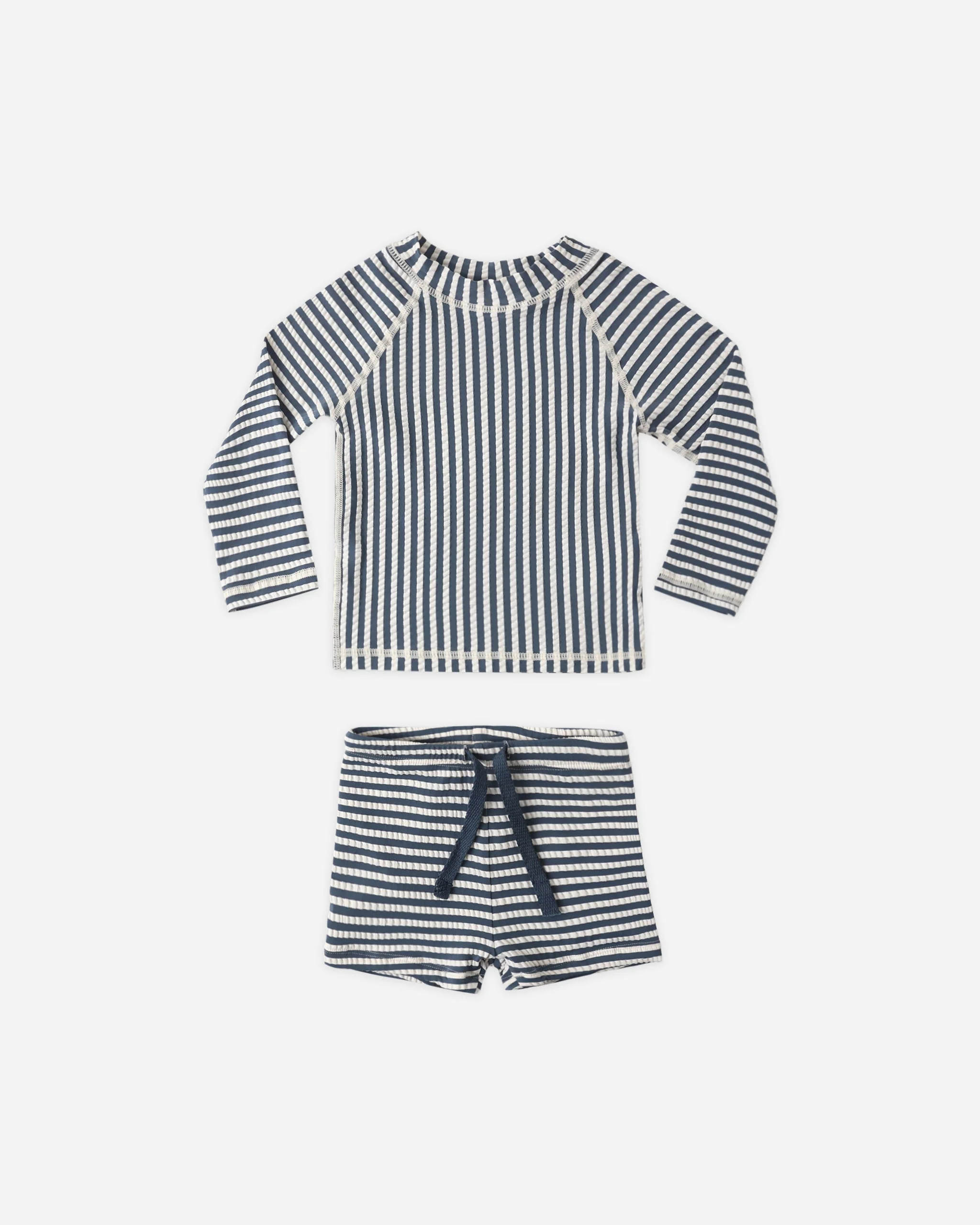 Boys Rashguard Set Navy Stripe