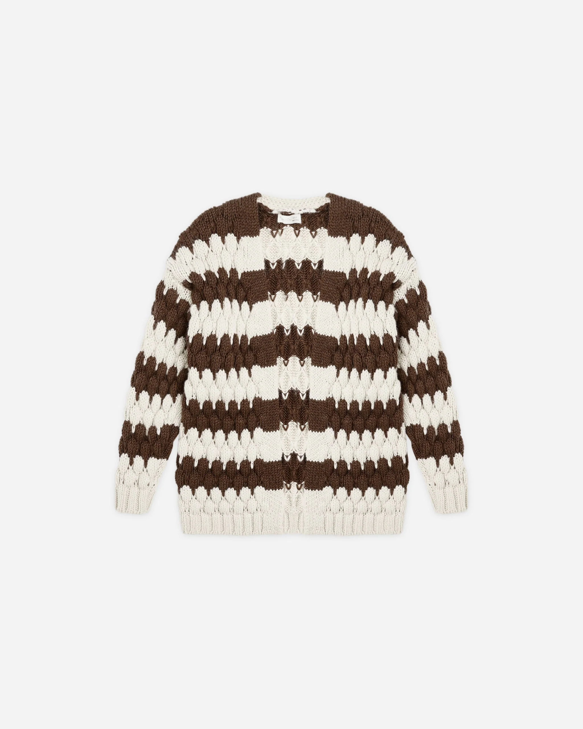 Bubble Knit Cardigan || Brown Stripe
