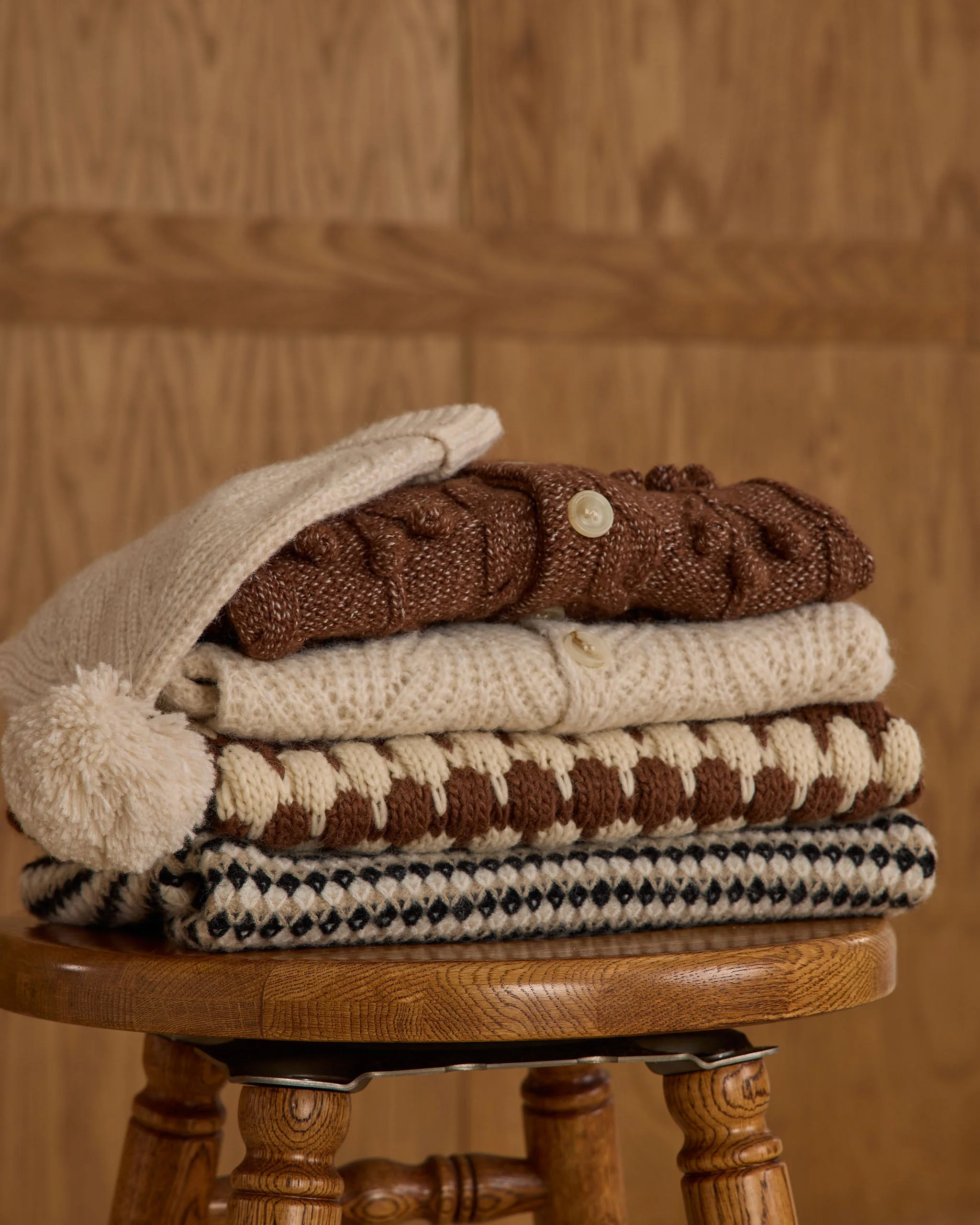 Bubble Knit Cardigan || Brown Stripe - Image 6