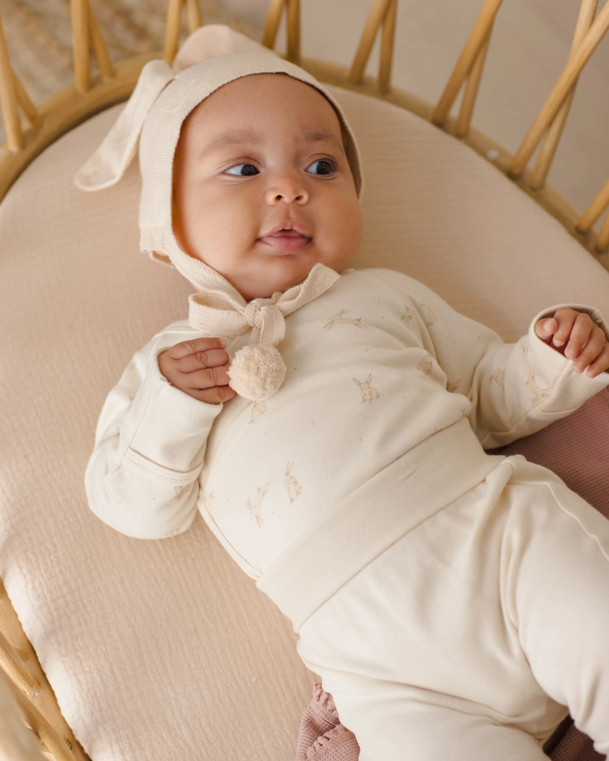 Bunny Knit Bonnet Ecru - Image 2