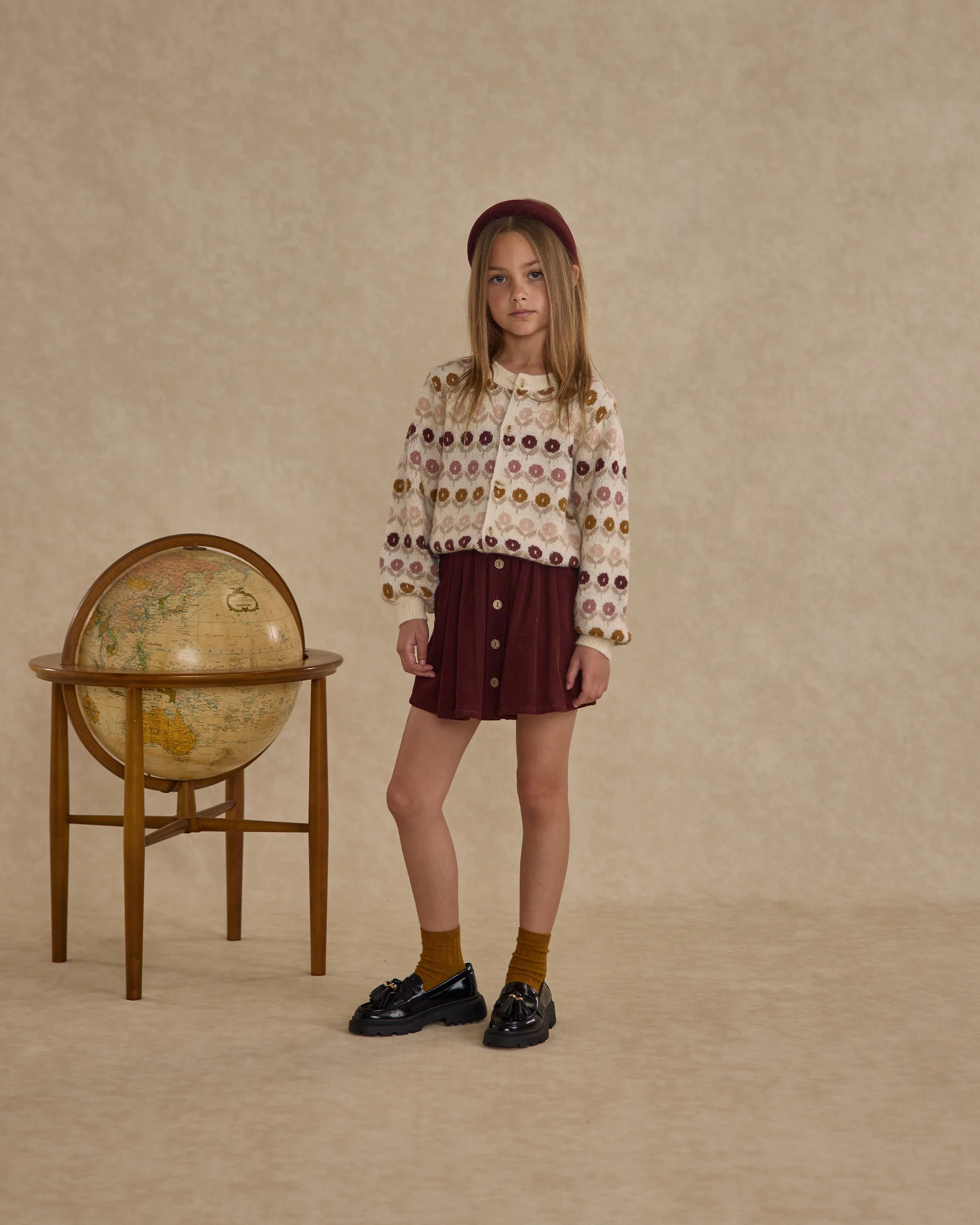 Button Front Mini Skirt || Burgundy - Image 3