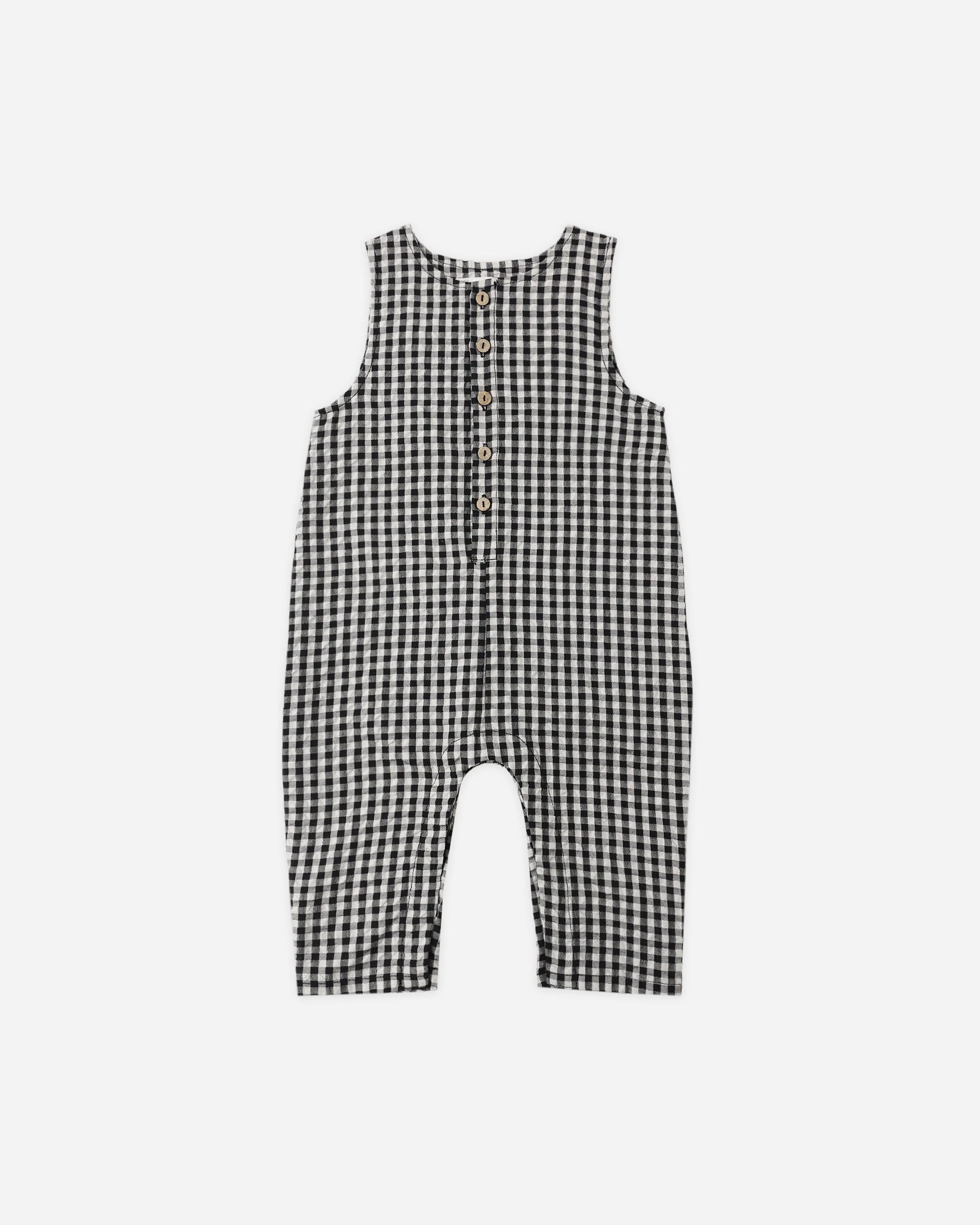 Button Jumpsuit Black Check