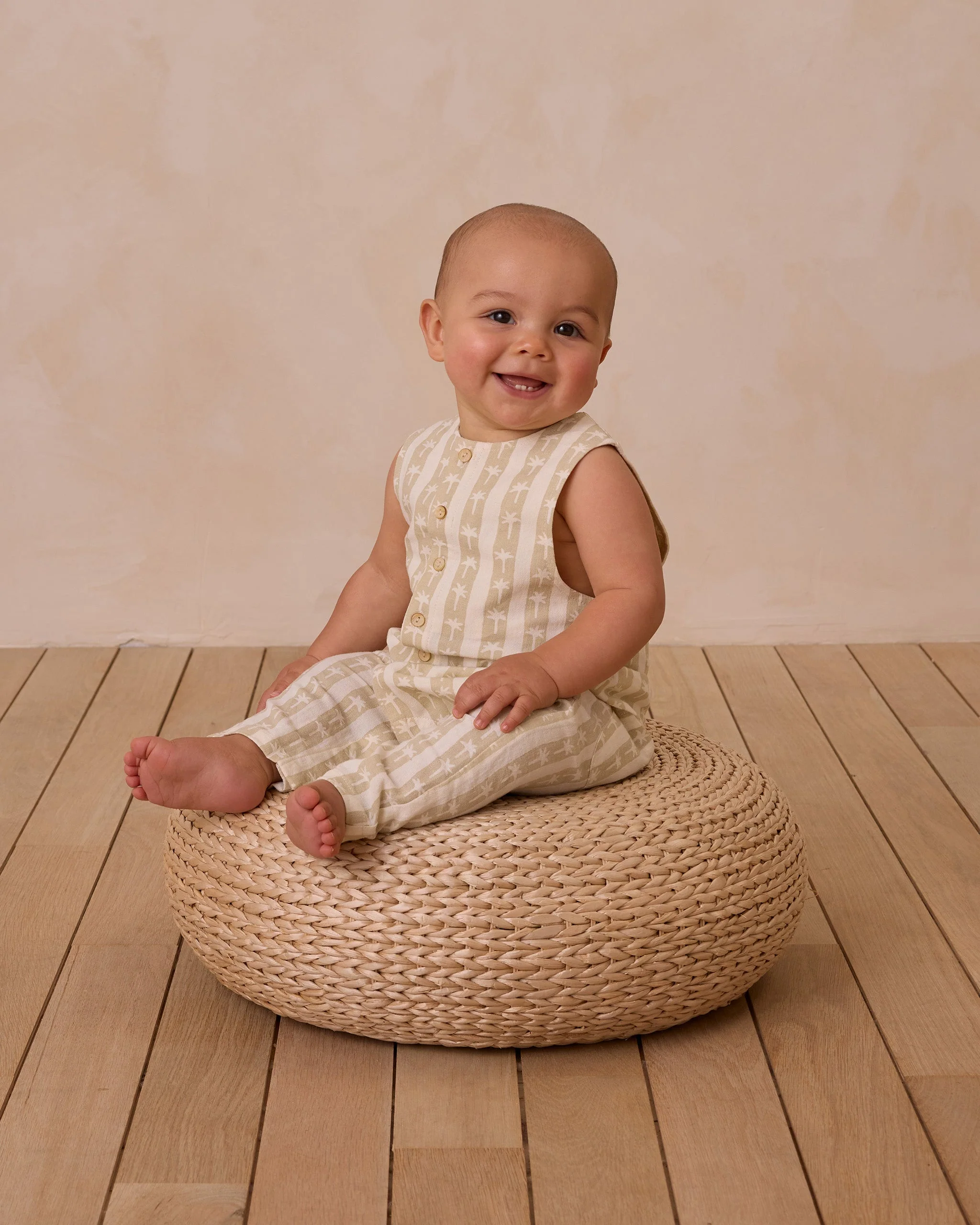 Button Jumpsuit || Palm Stripe - Image 3