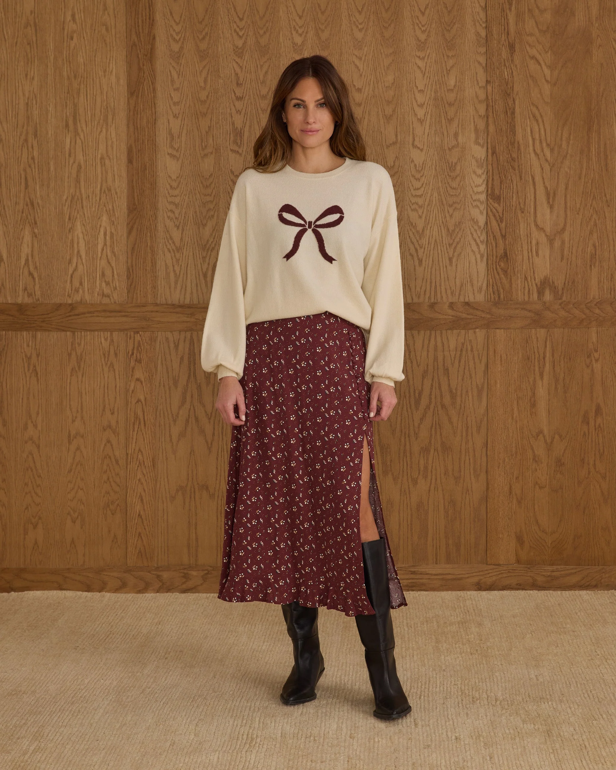 Button Slit Skirt | Harvest Berry - Image 5