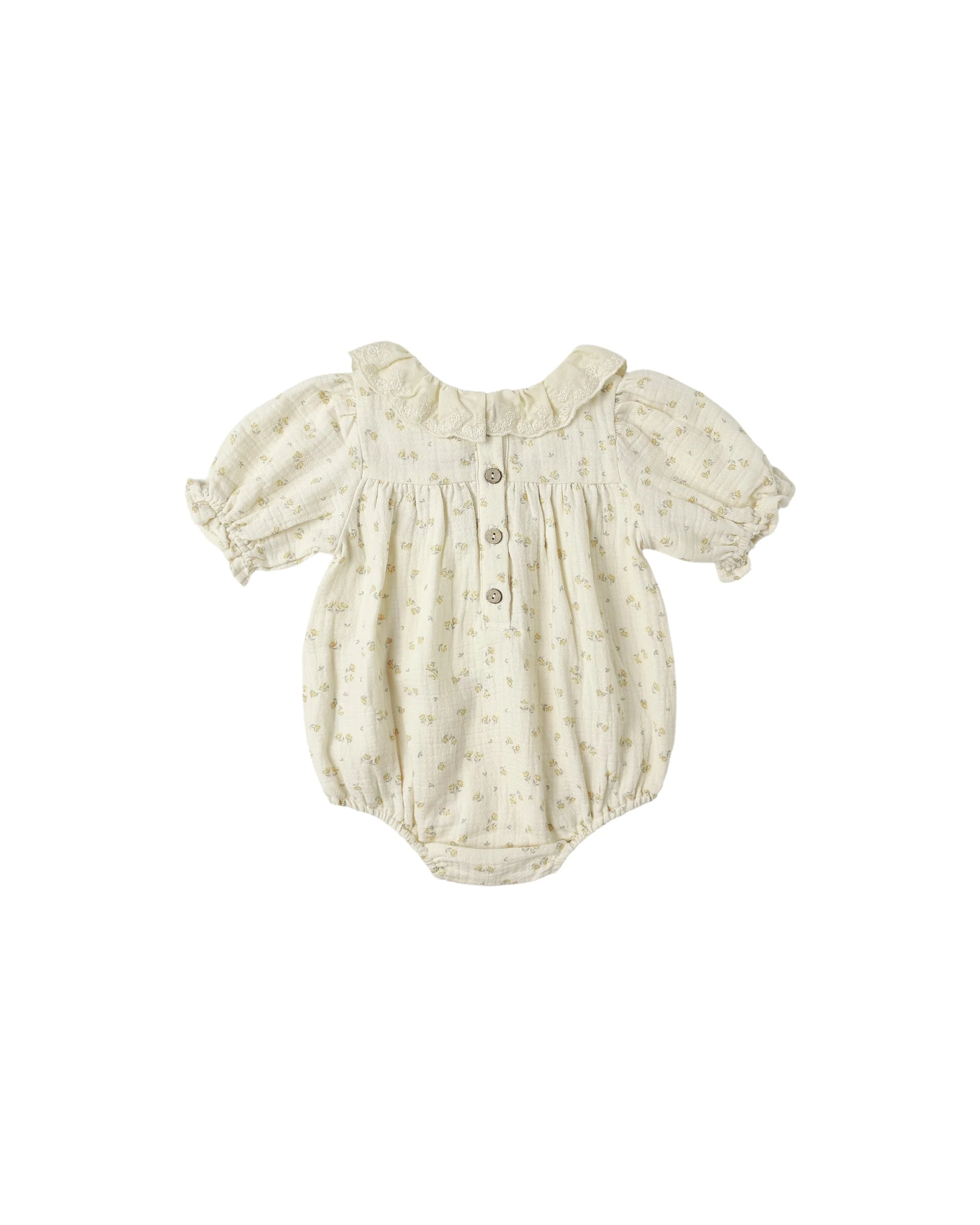 Collared Bubble Romper || Golden Floral - Image 3