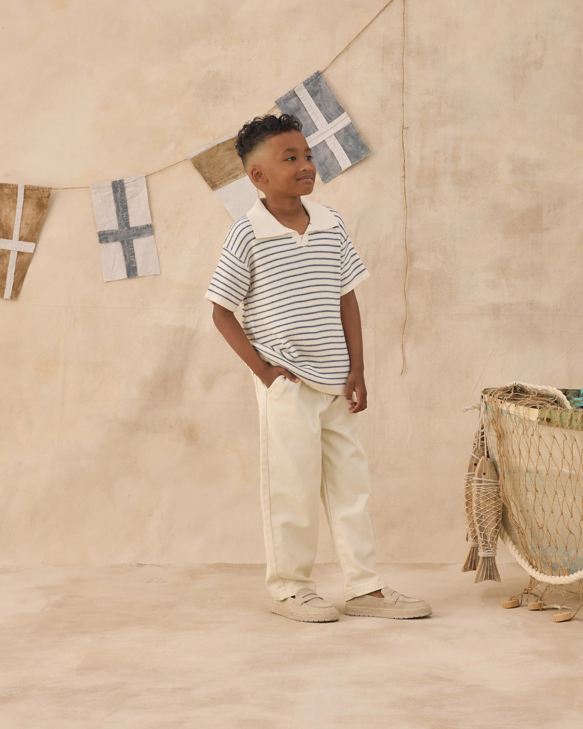 Chandler Knit Polo Marine Stripe - Image 3