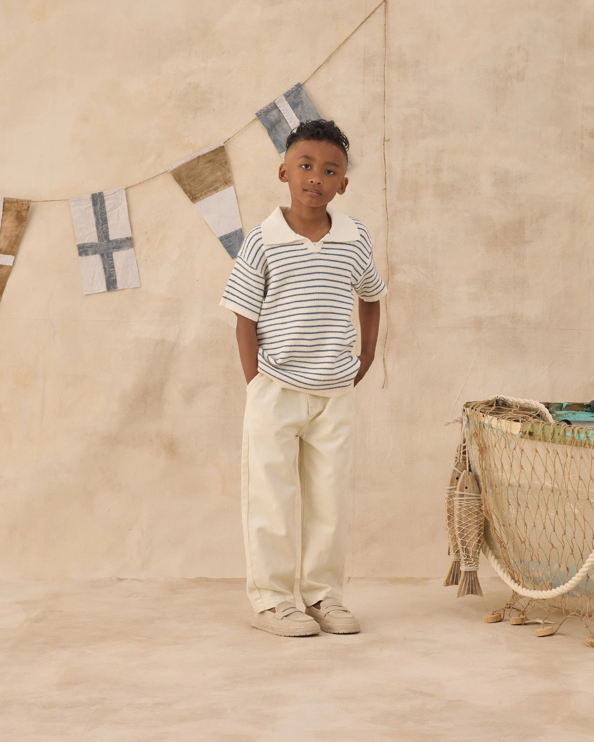Chandler Knit Polo Marine Stripe - Image 4