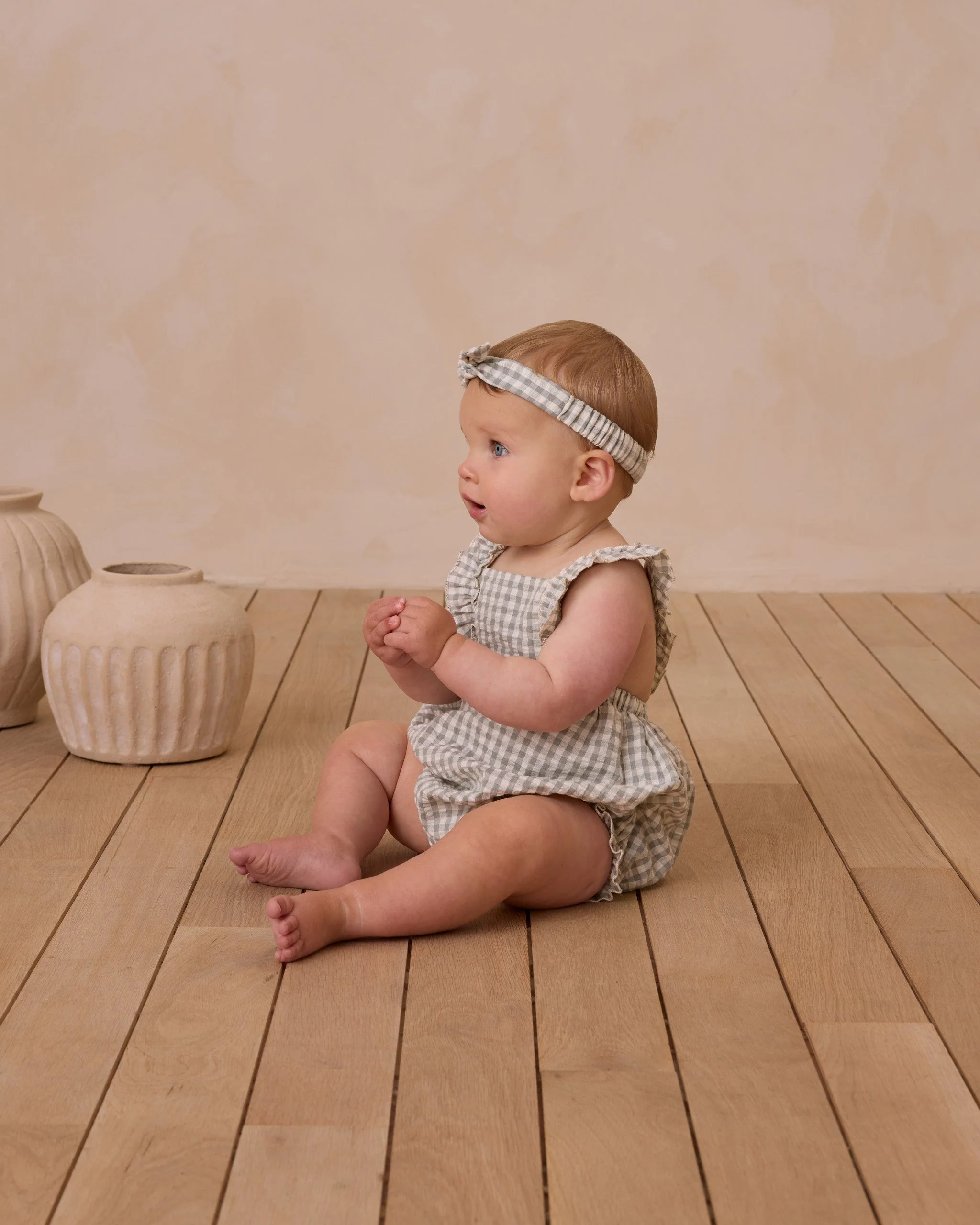 Chiara Romper || Eucalyptus Gingham - Image 3
