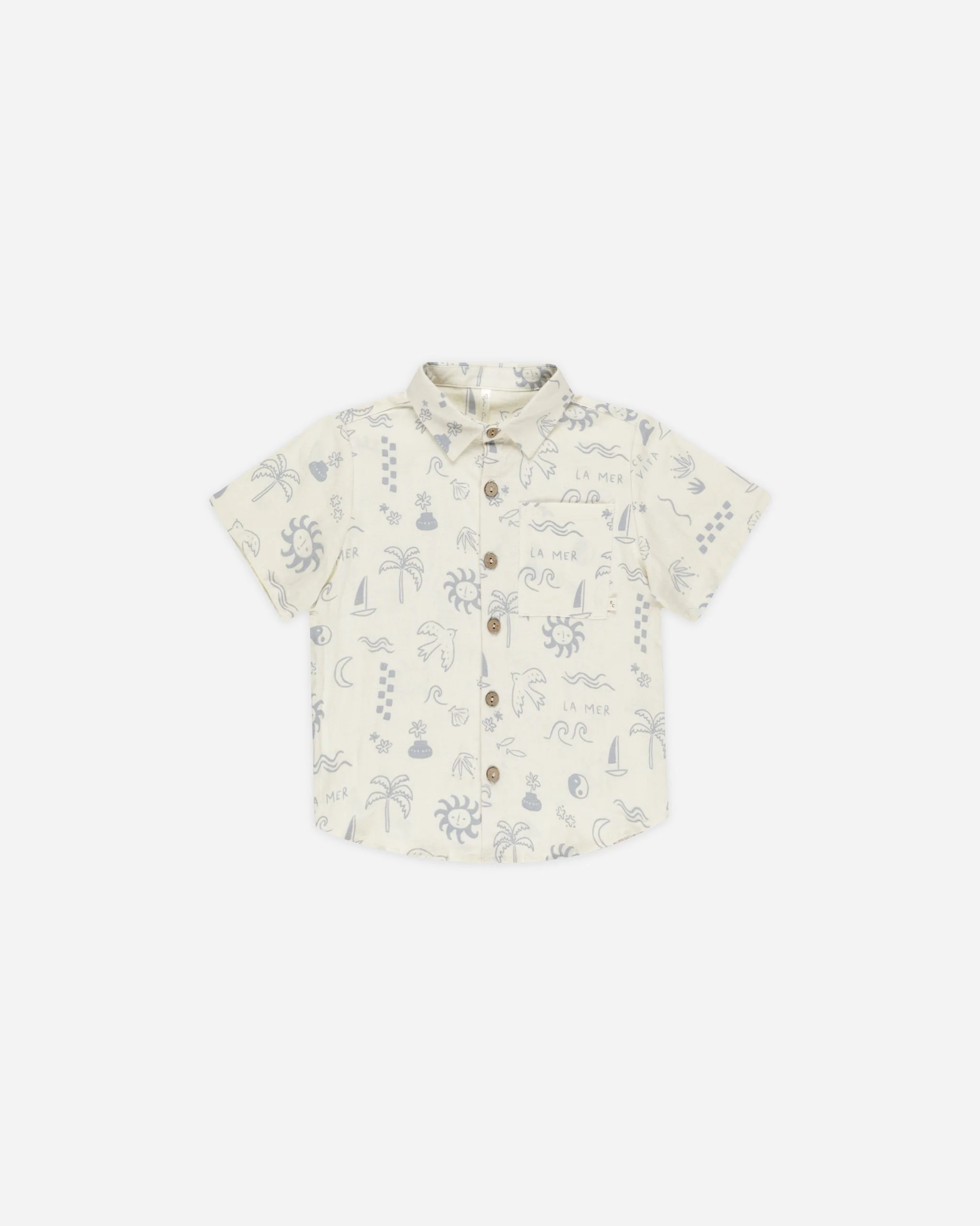 Collared Short Sleeve Shirt || Mediterranean