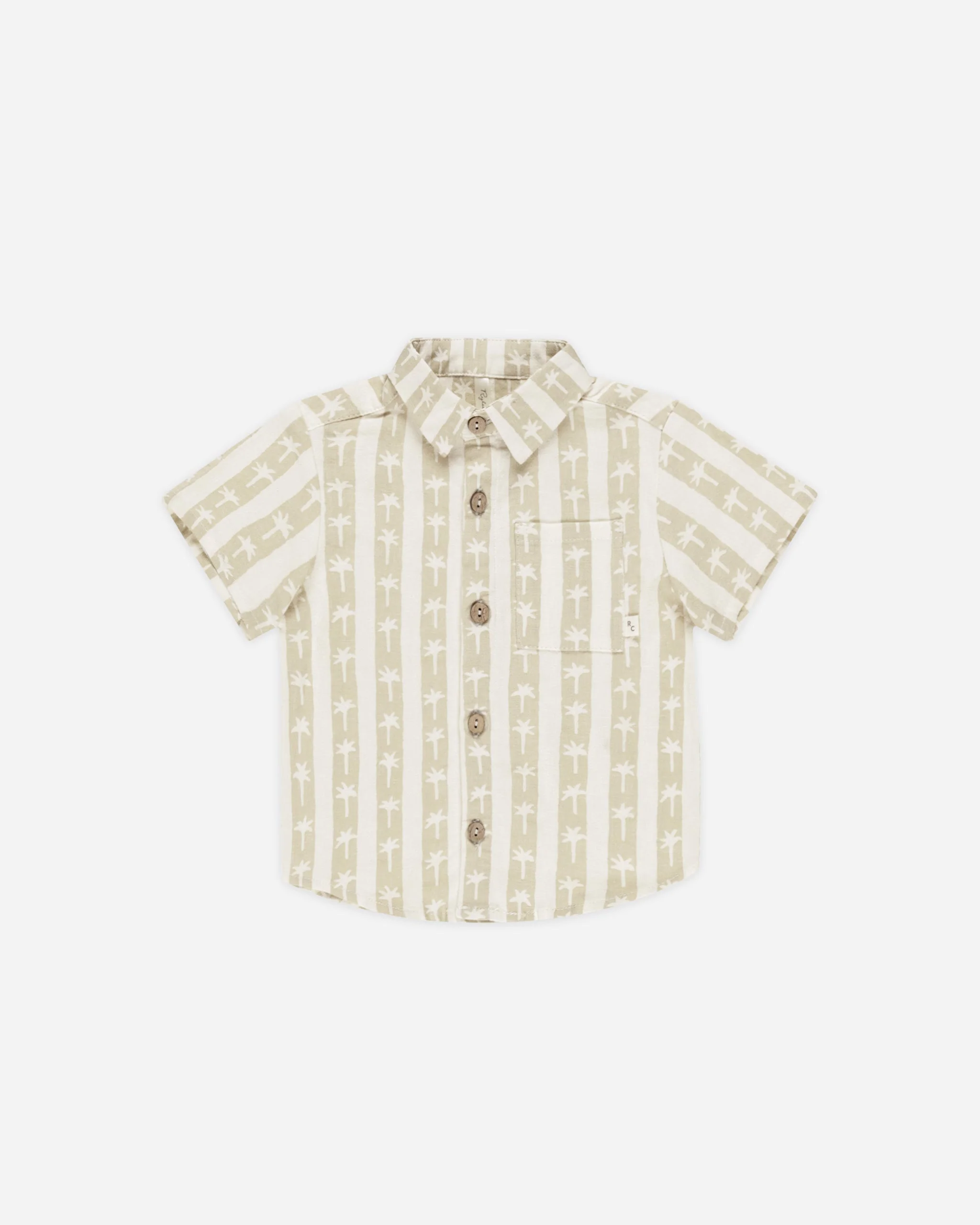 Collared Short Sleeve Shirt || Palm Stripe