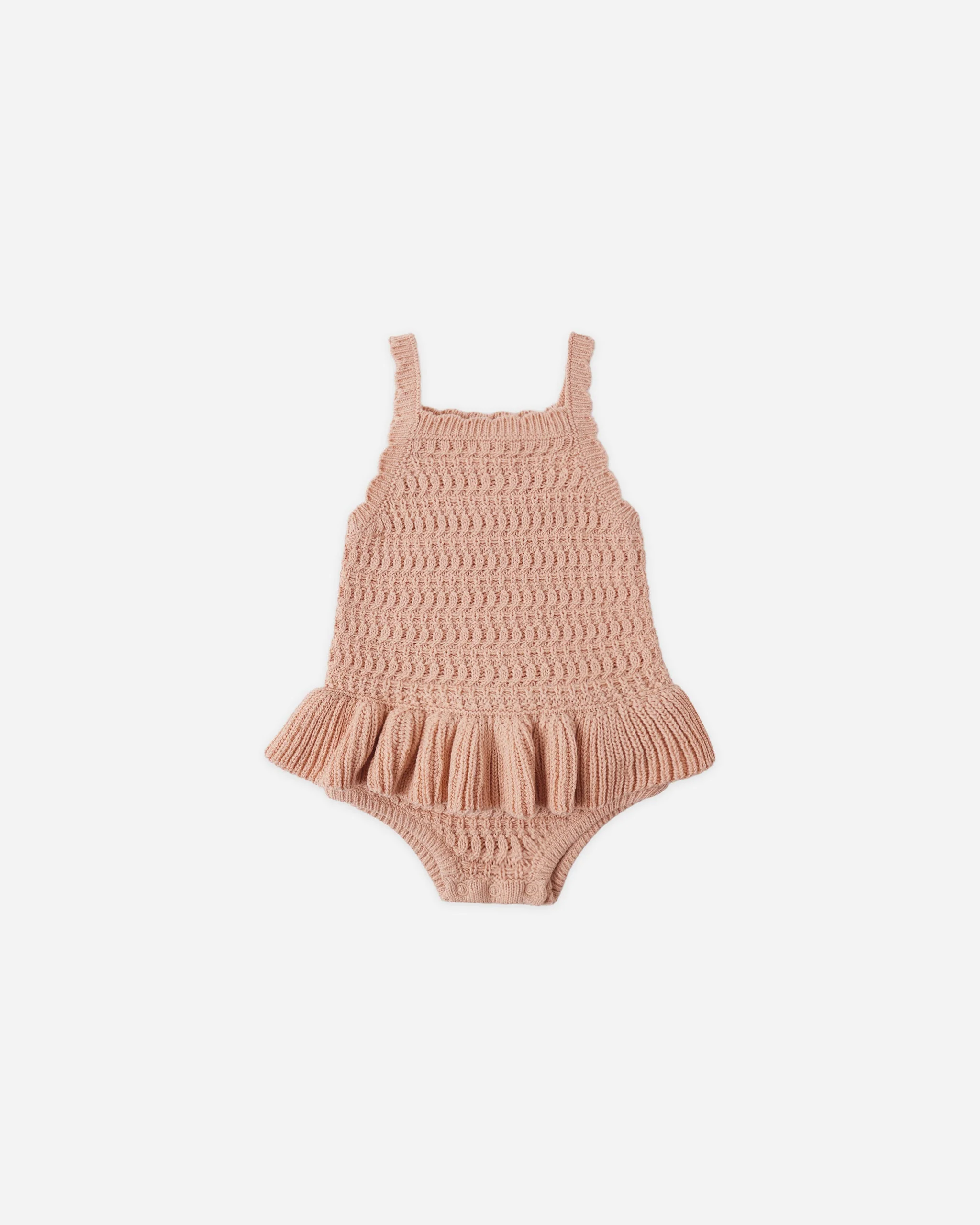 Crochet Ruffle Romper Melon