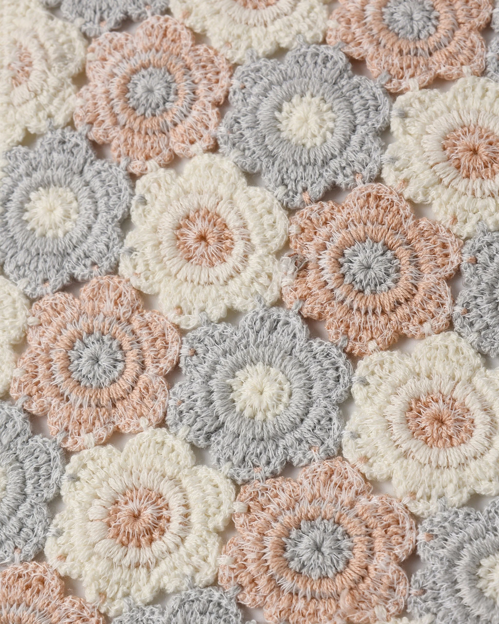 Crochet Scarf Blue, Light Pink, Ivory - Image 5