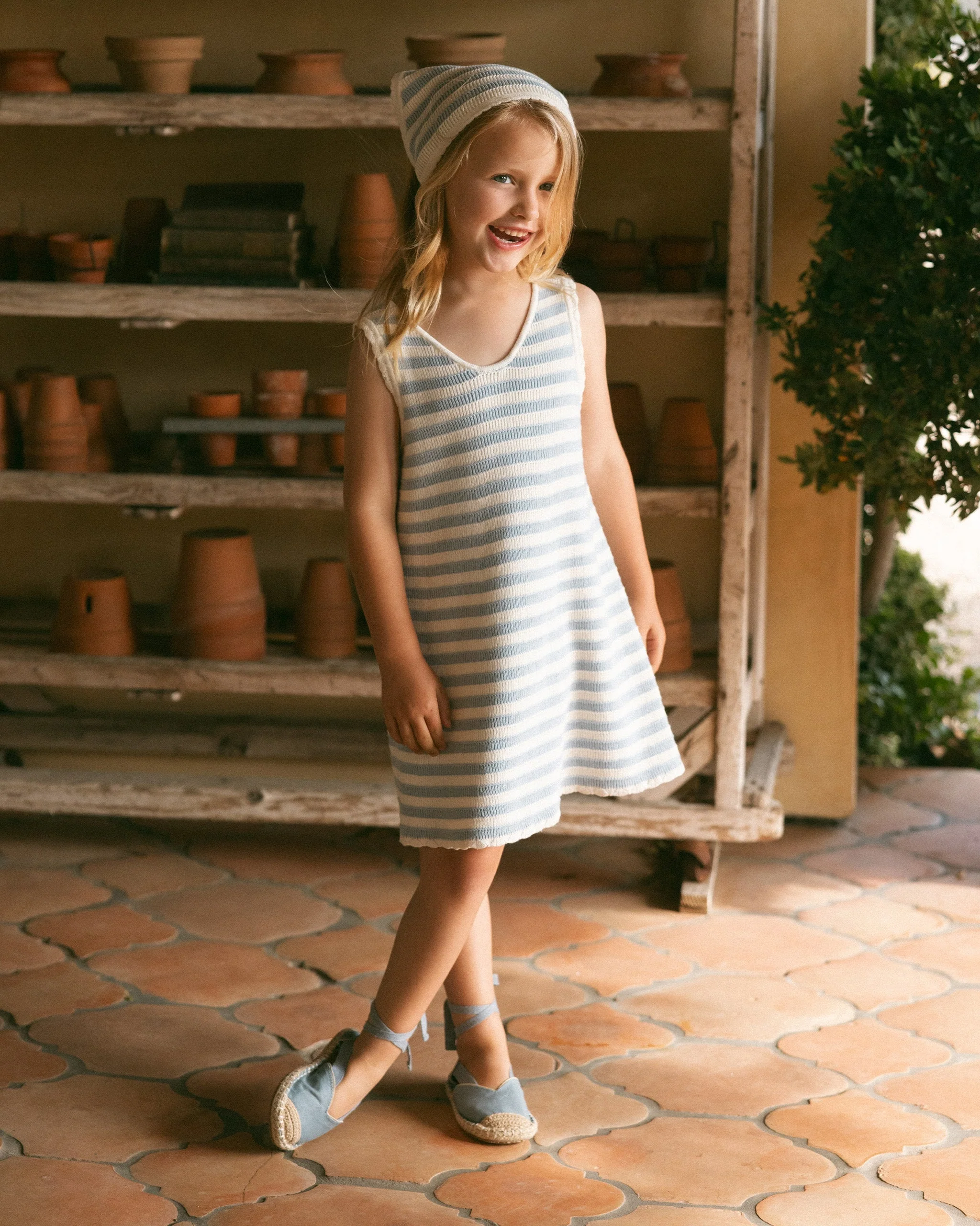 Crochet Tank Mini Dress || Blue Stripe - Image 4
