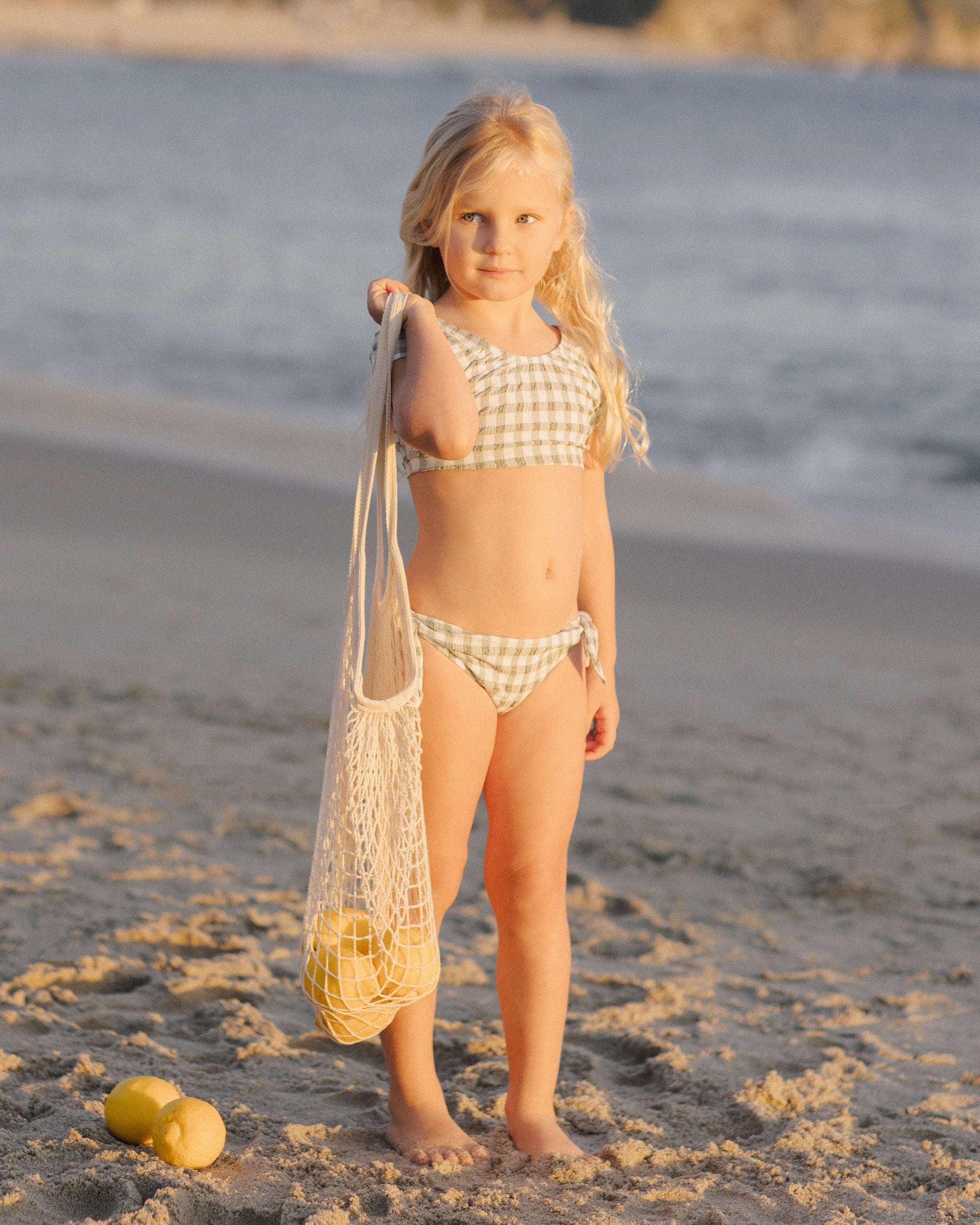 Cropped Rashguard Set || Eucalyptus Check - Image 2