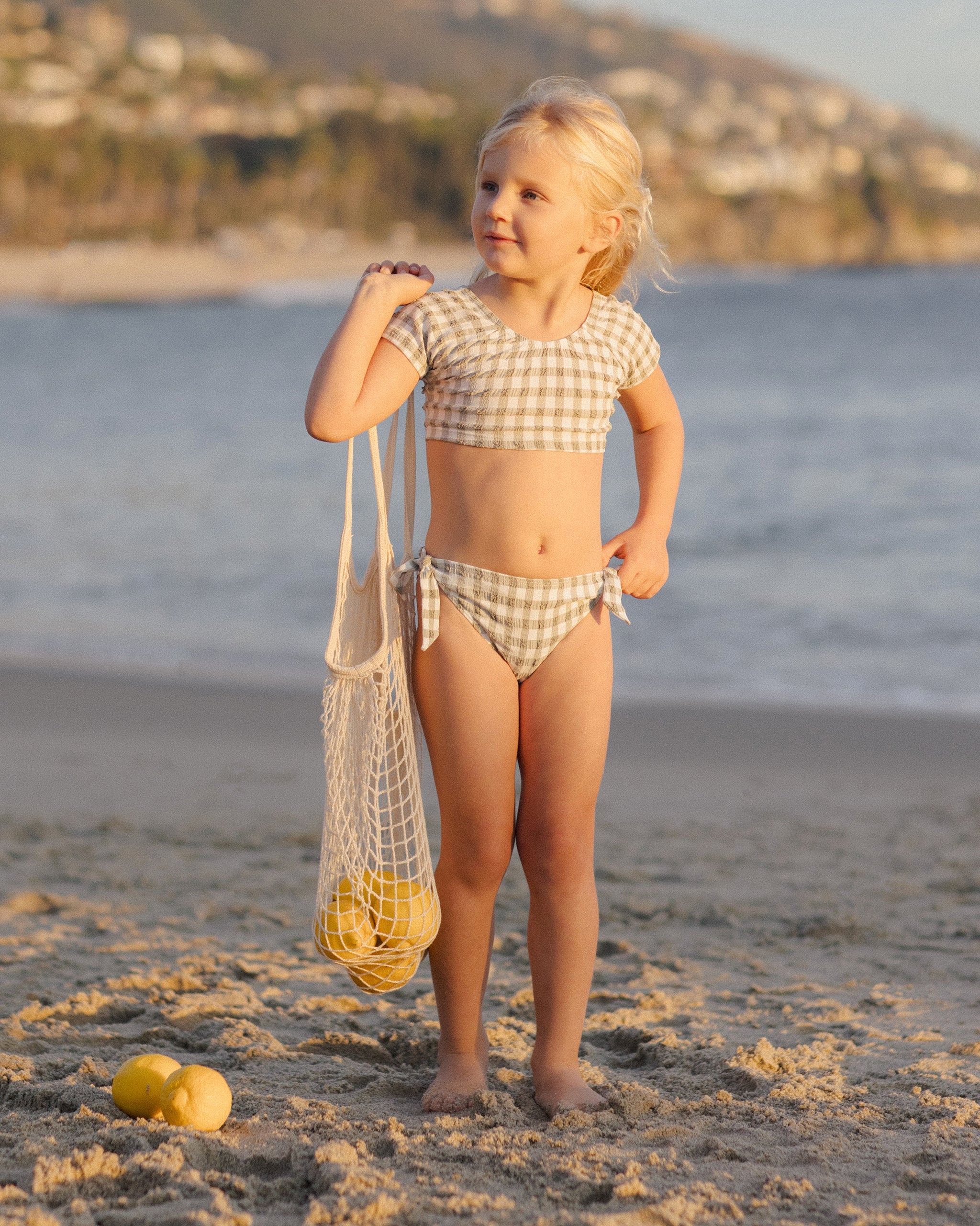 Cropped Rashguard Set || Eucalyptus Check - Image 5