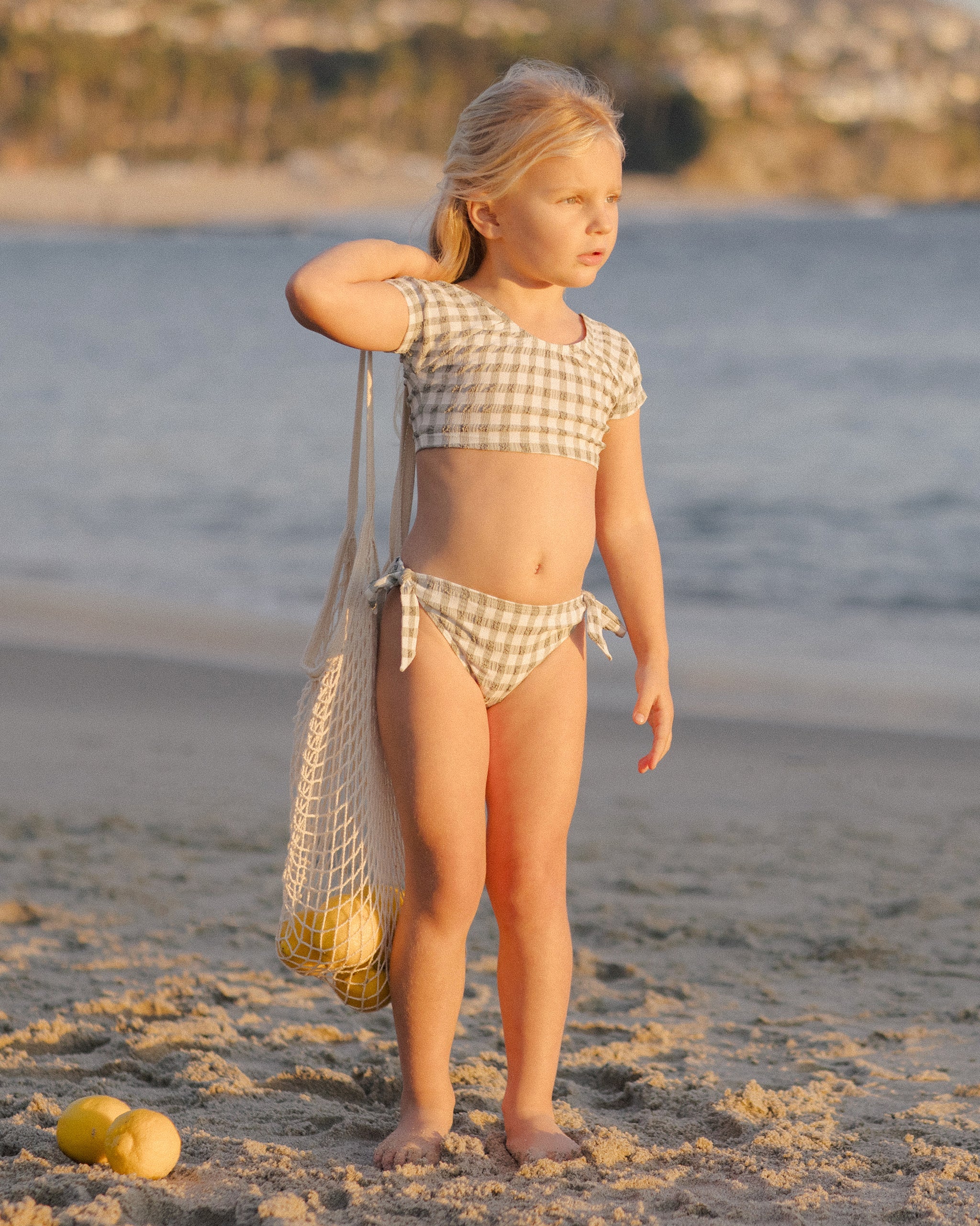 Cropped Rashguard Set || Eucalyptus Check - Image 6
