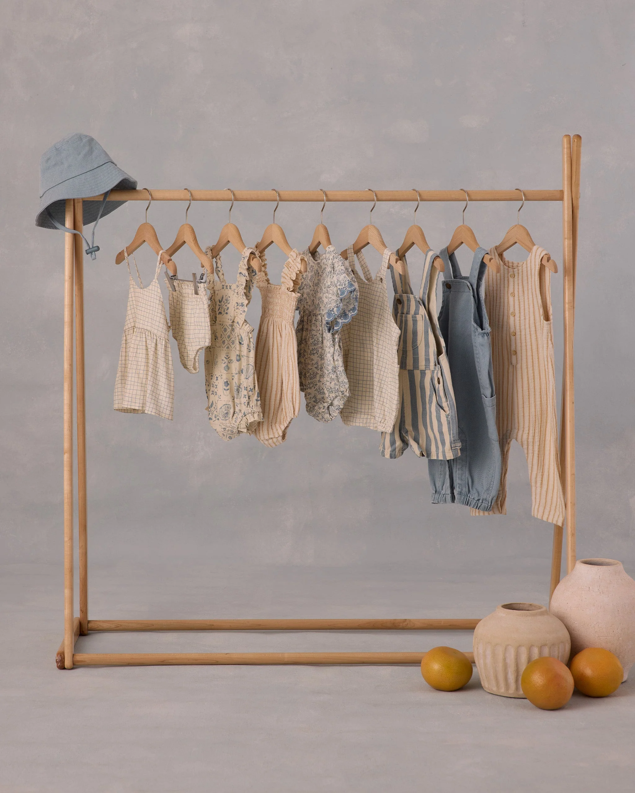 Denim Shortalls || Ocean Stripe - Image 2