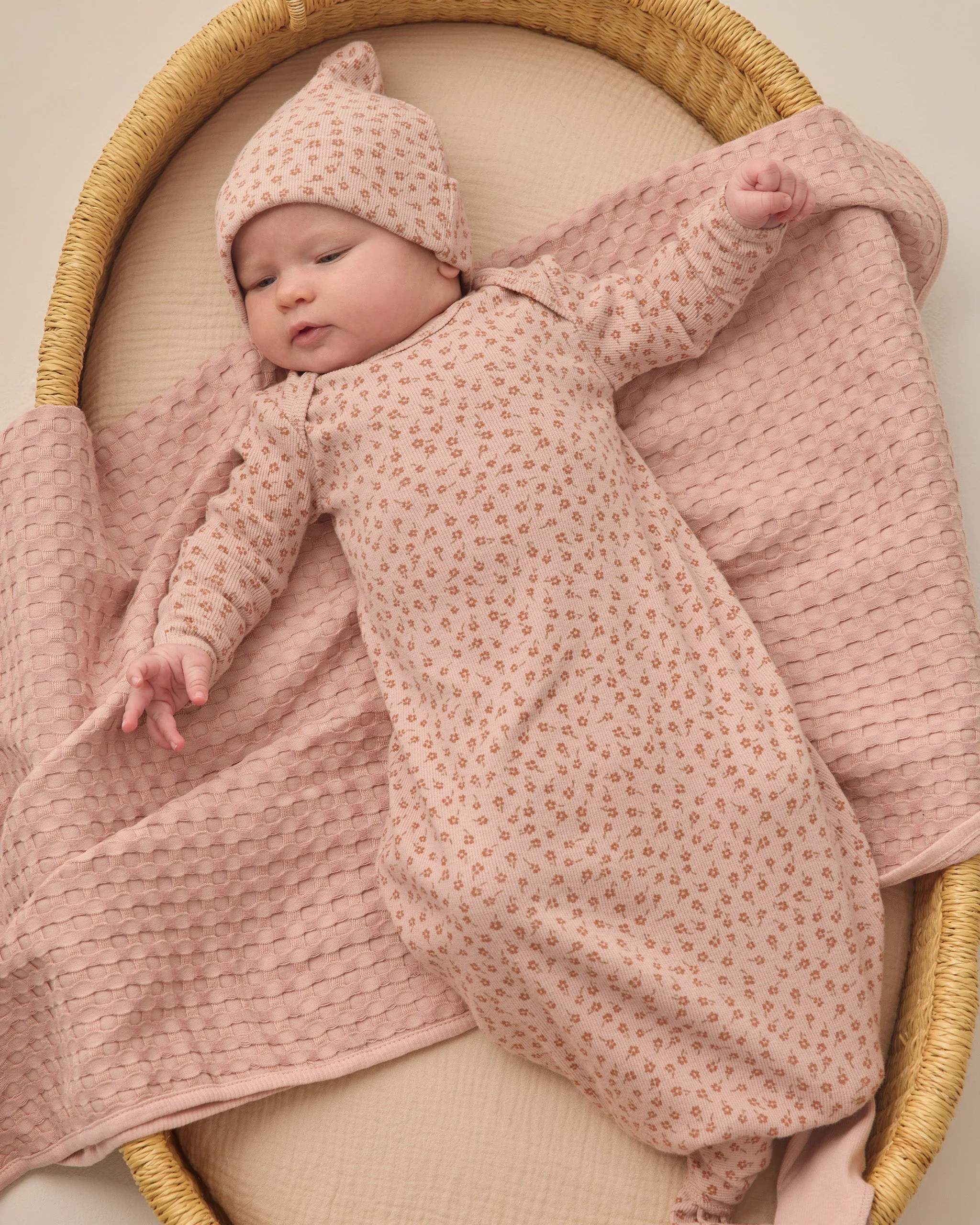Knotted Baby Gown + Hat Set Posy - Image 2