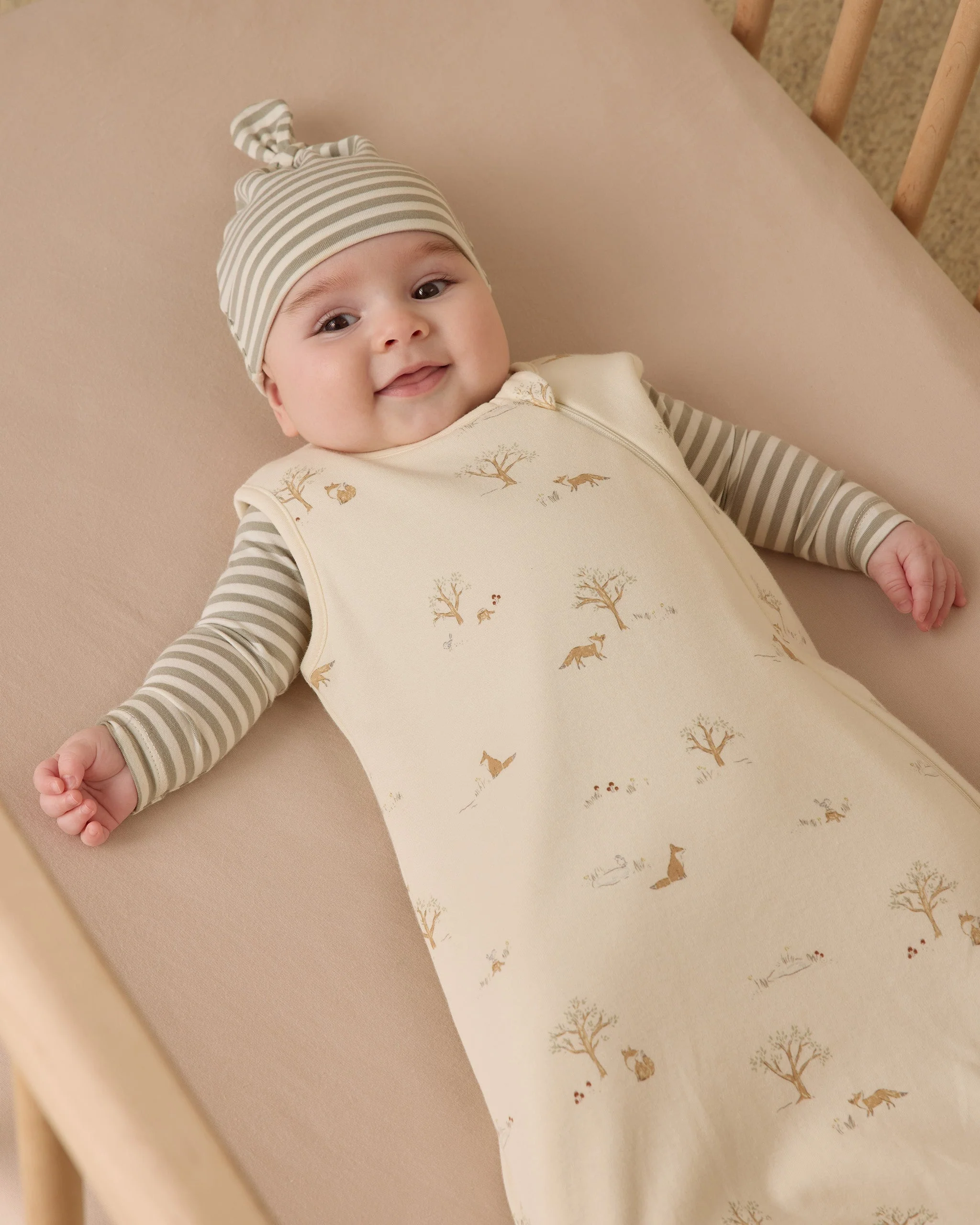 Knotted Baby Hat || Fern Stripe - Image 3