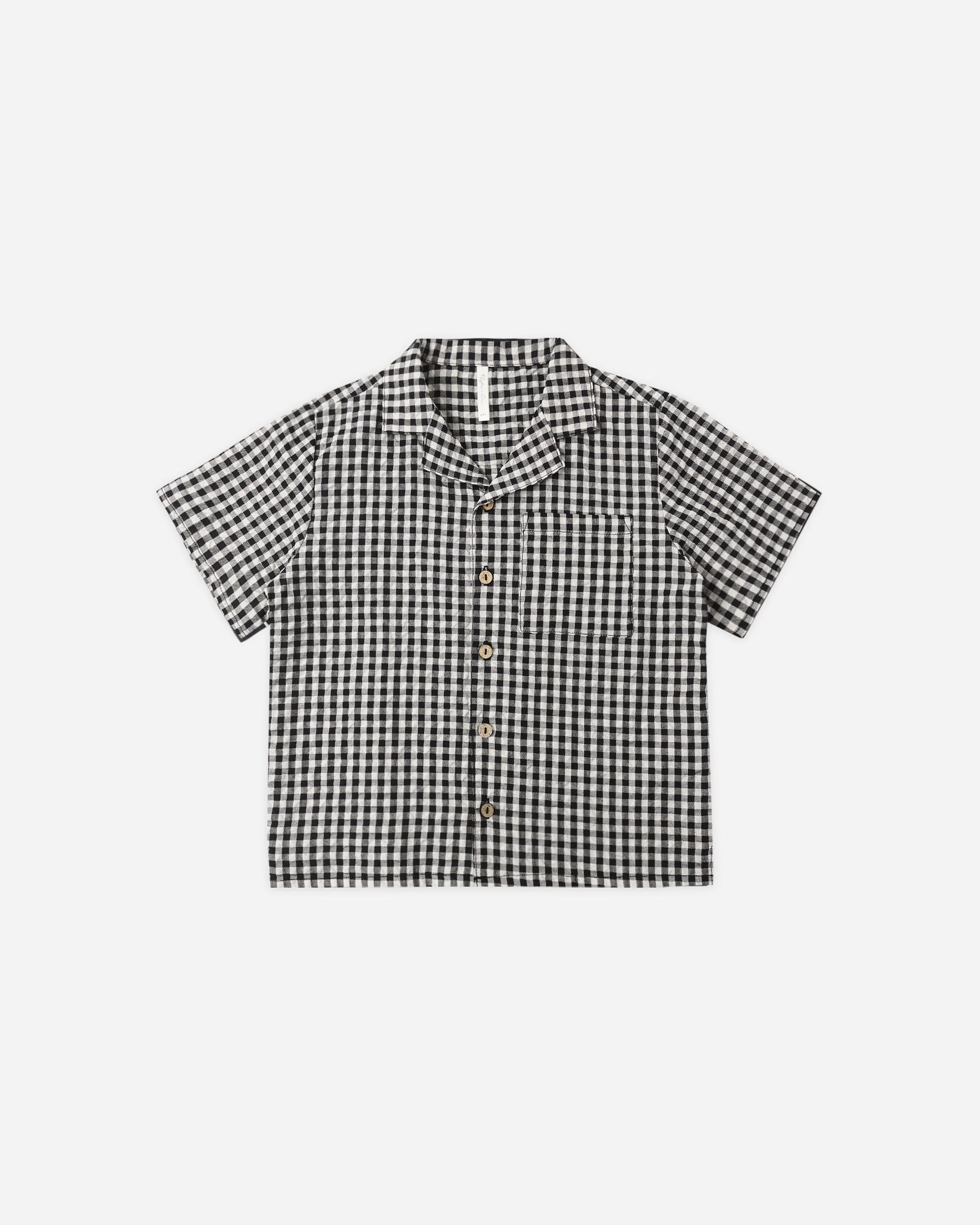 Lapel Collar Shirt Black Check