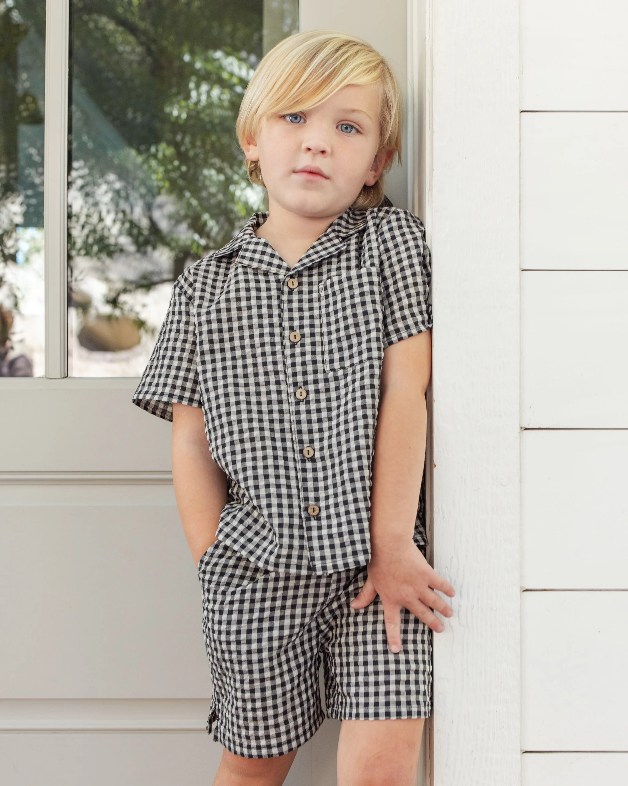 Lapel Collar Shirt Black Check - Image 2