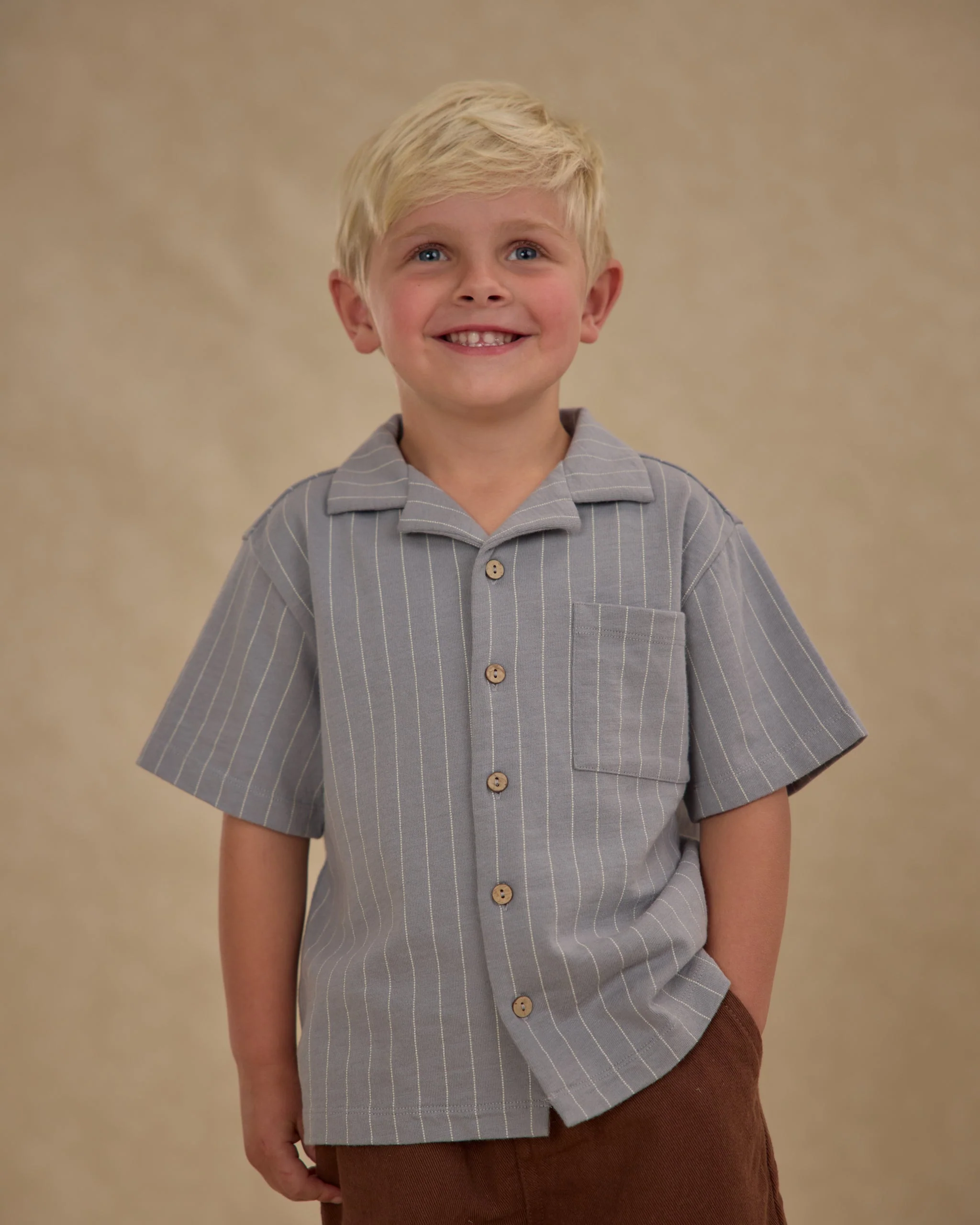Lapel Collar Shirt || Blue Stripe - Image 2