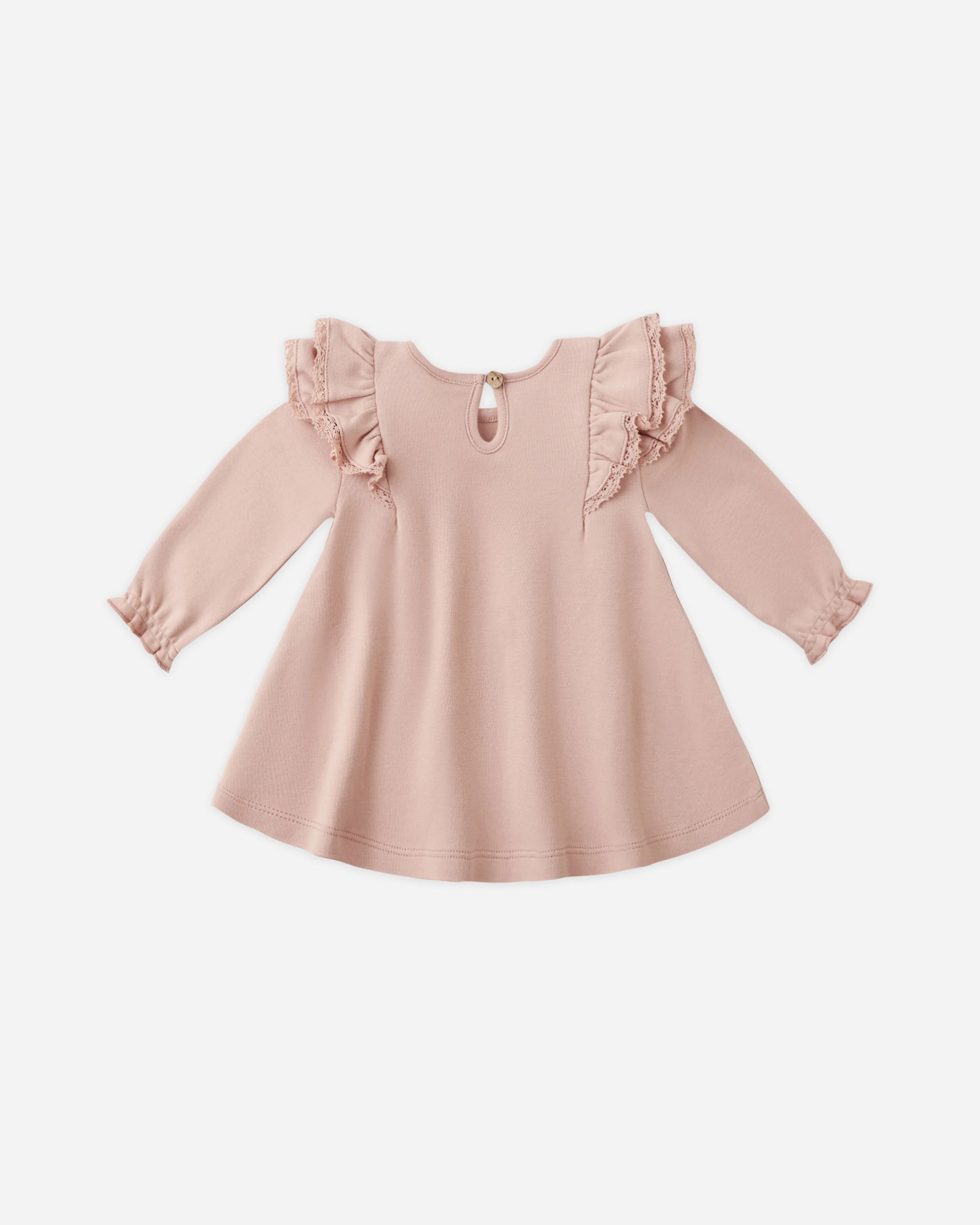 Long Sleeve Flutter Dress || Rose - Image 2