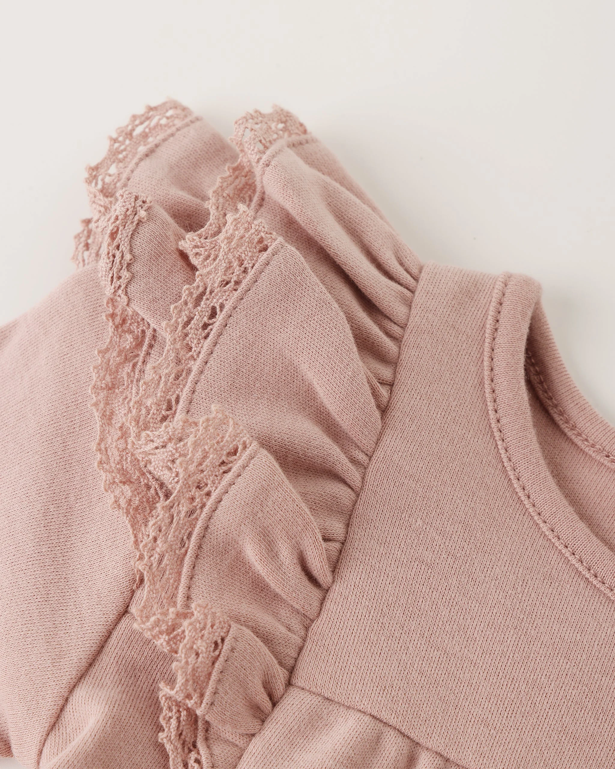 Long Sleeve Flutter Dress || Rose - Image 5