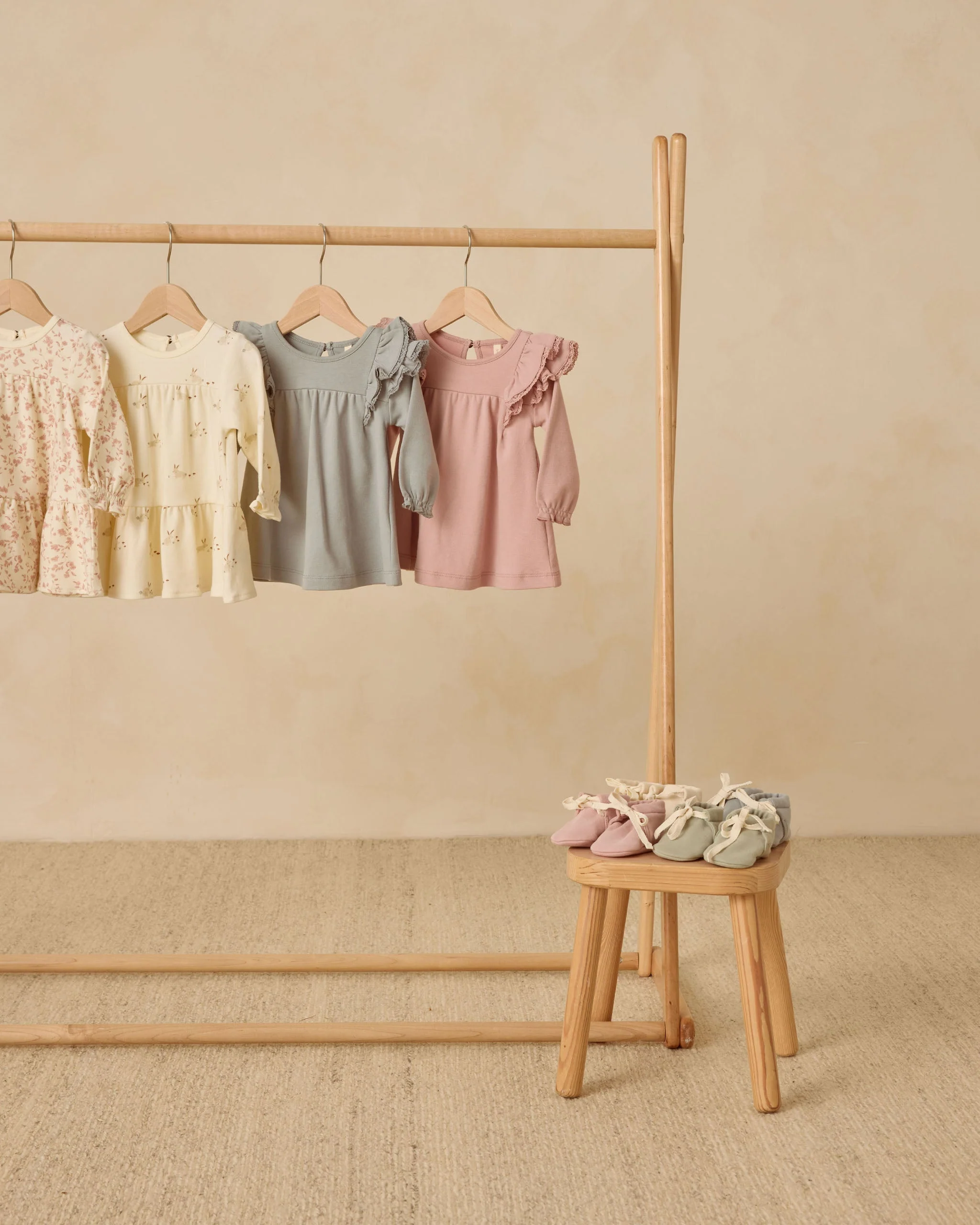Long Sleeve Flutter Dress || Rose - Image 7