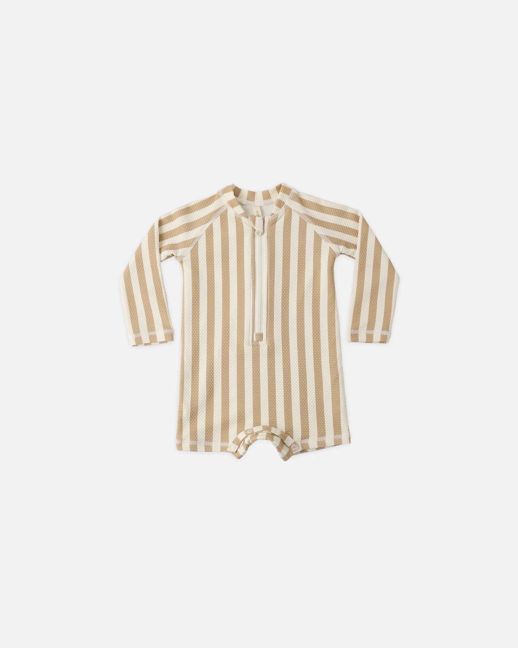 Long Sleeve One-Piece Rashguard Retro Latte Stripe