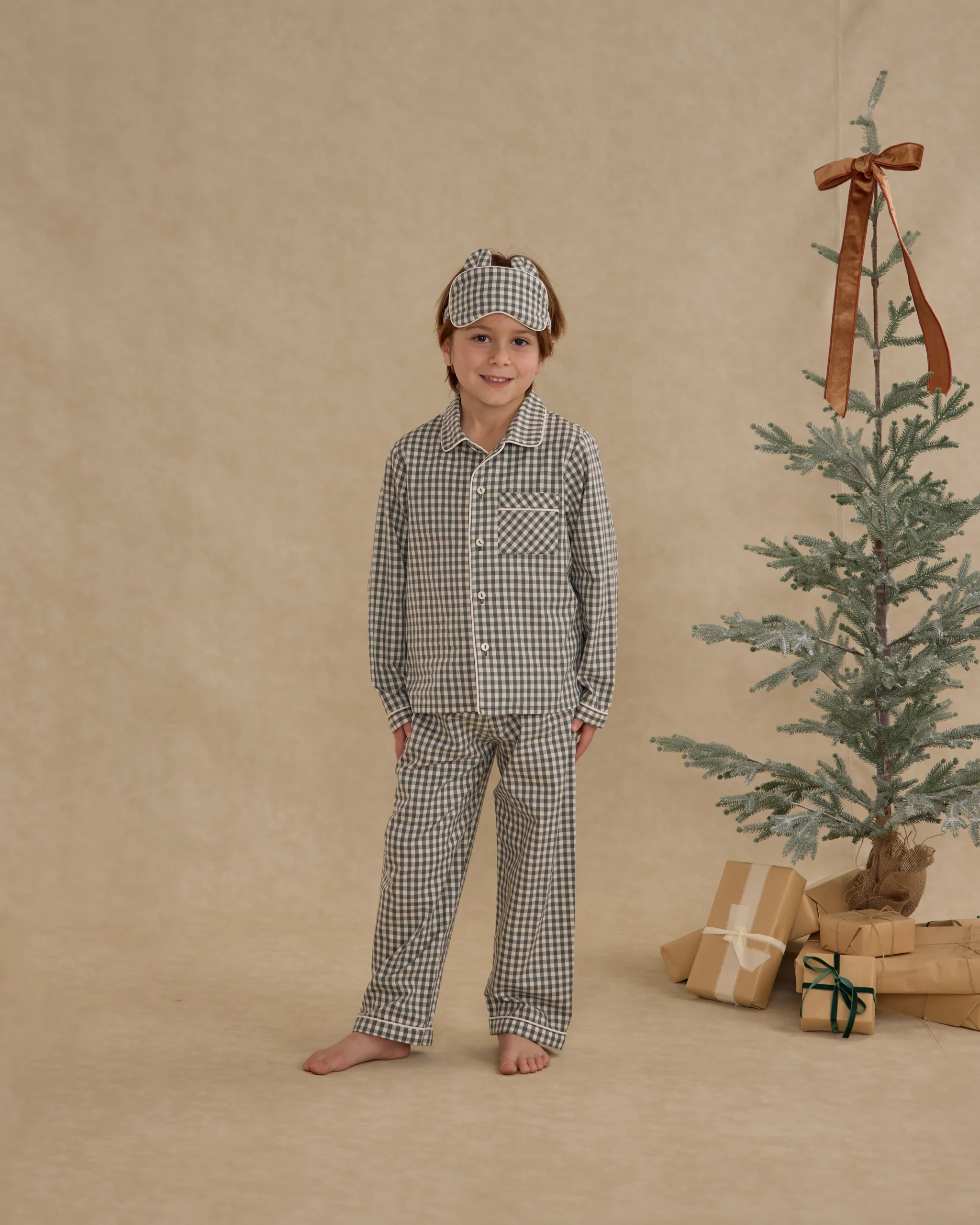 Long Sleeve Pajamas || Evergreen Gingham - Image 3