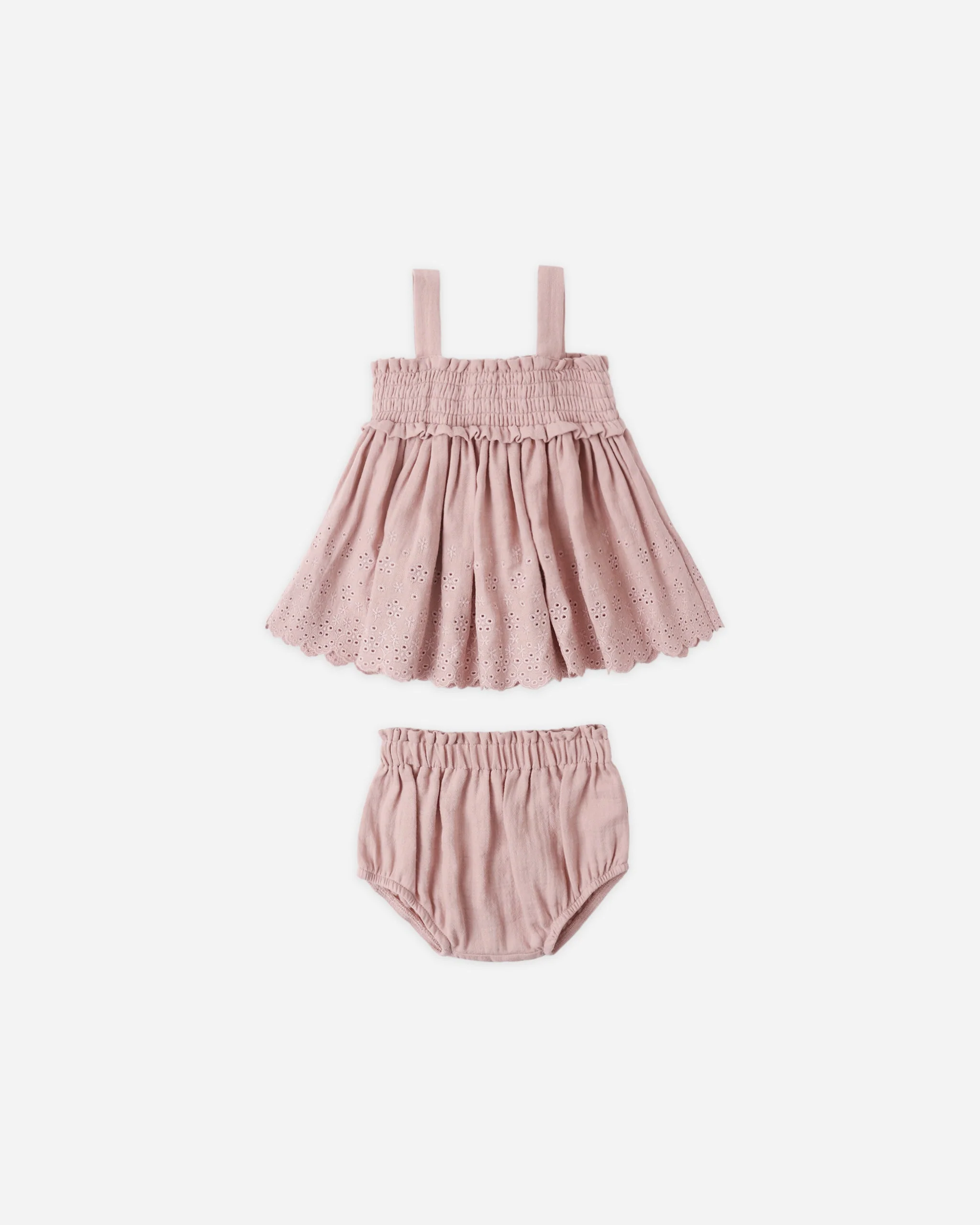 Mae Smocked Top + Bloomer Set Mauve