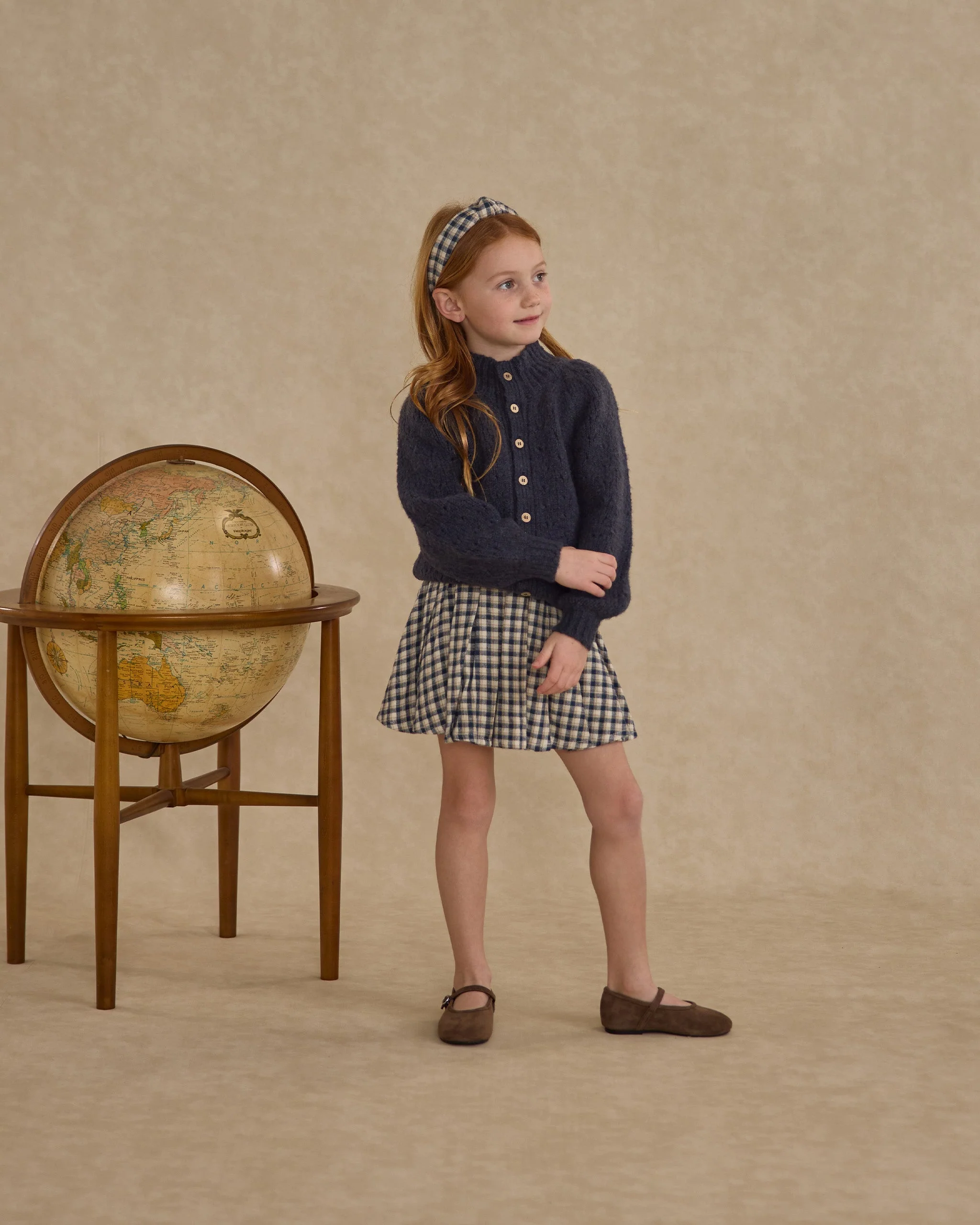 Pleated Mini Skirt || Navy Check - Image 2