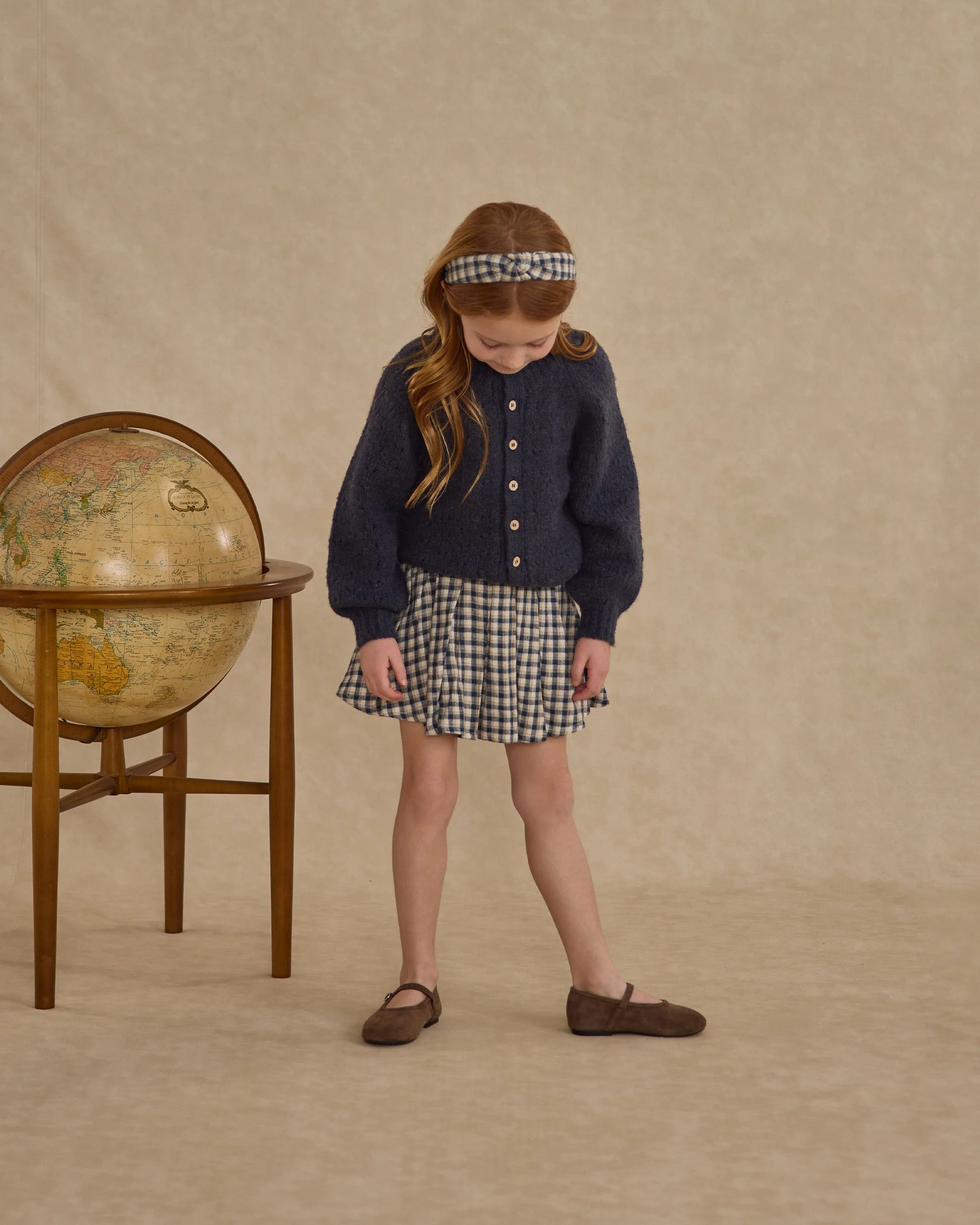 Pleated Mini Skirt || Navy Check - Image 3