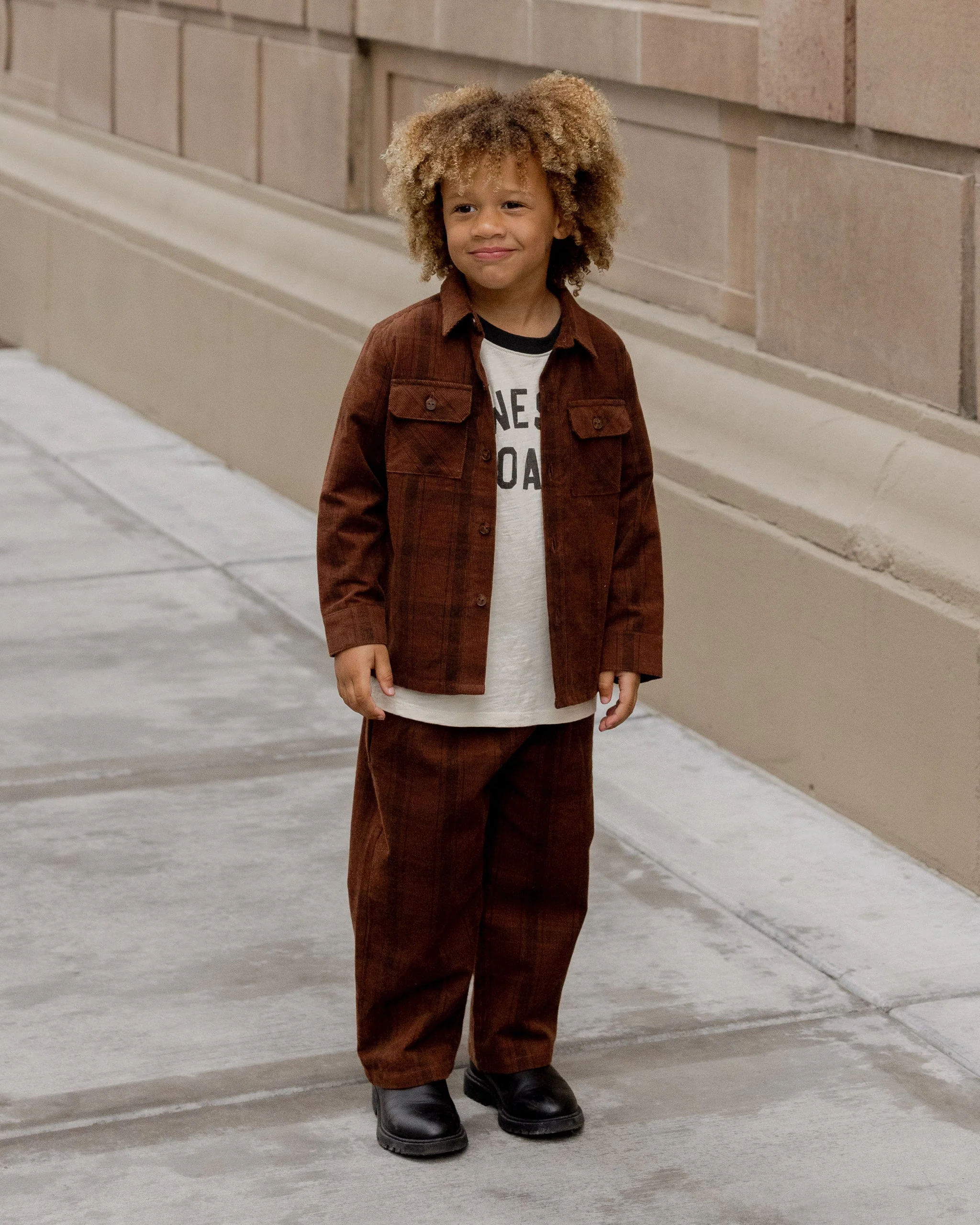 Pocketed Corduroy Shirt || Brown Plaid - Image 4