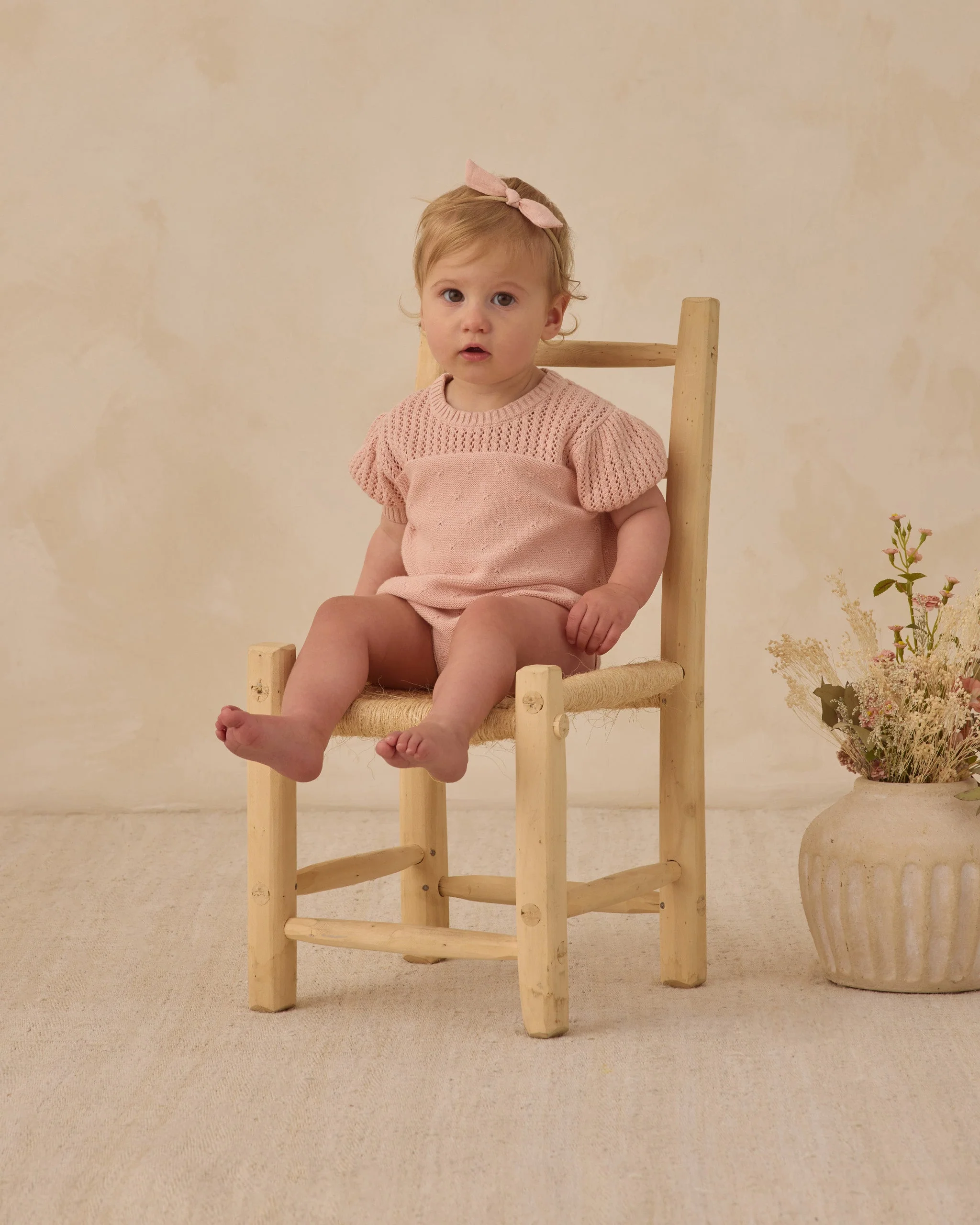 Pointelle Knit Romper Melon - Image 2