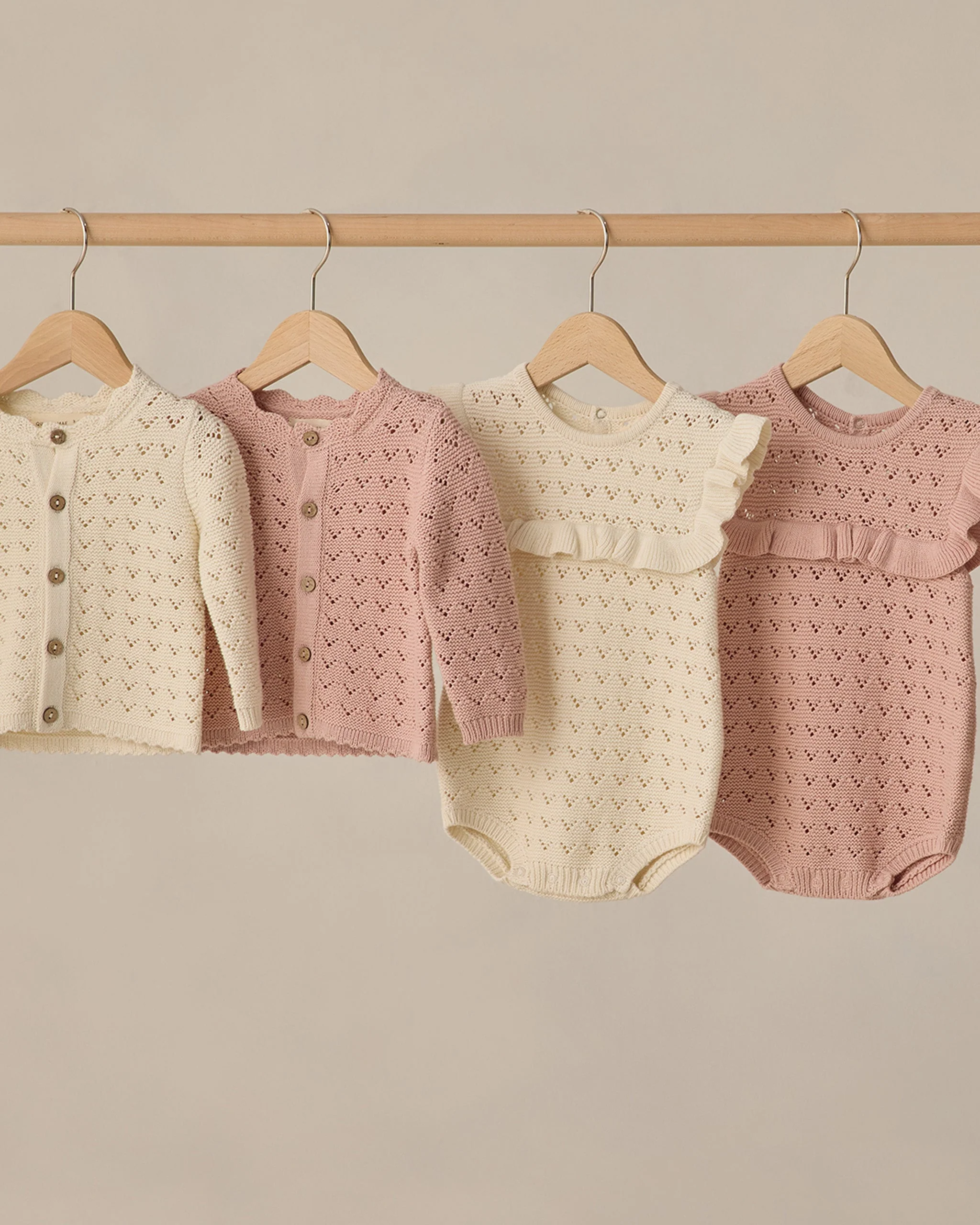 Pointelle Ruffle Romper Natural - Image 5