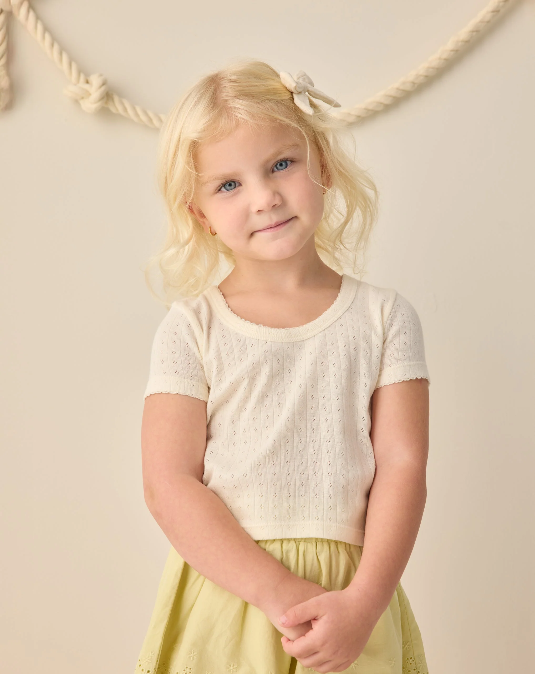 Pointelle Tee Ivory - Image 2