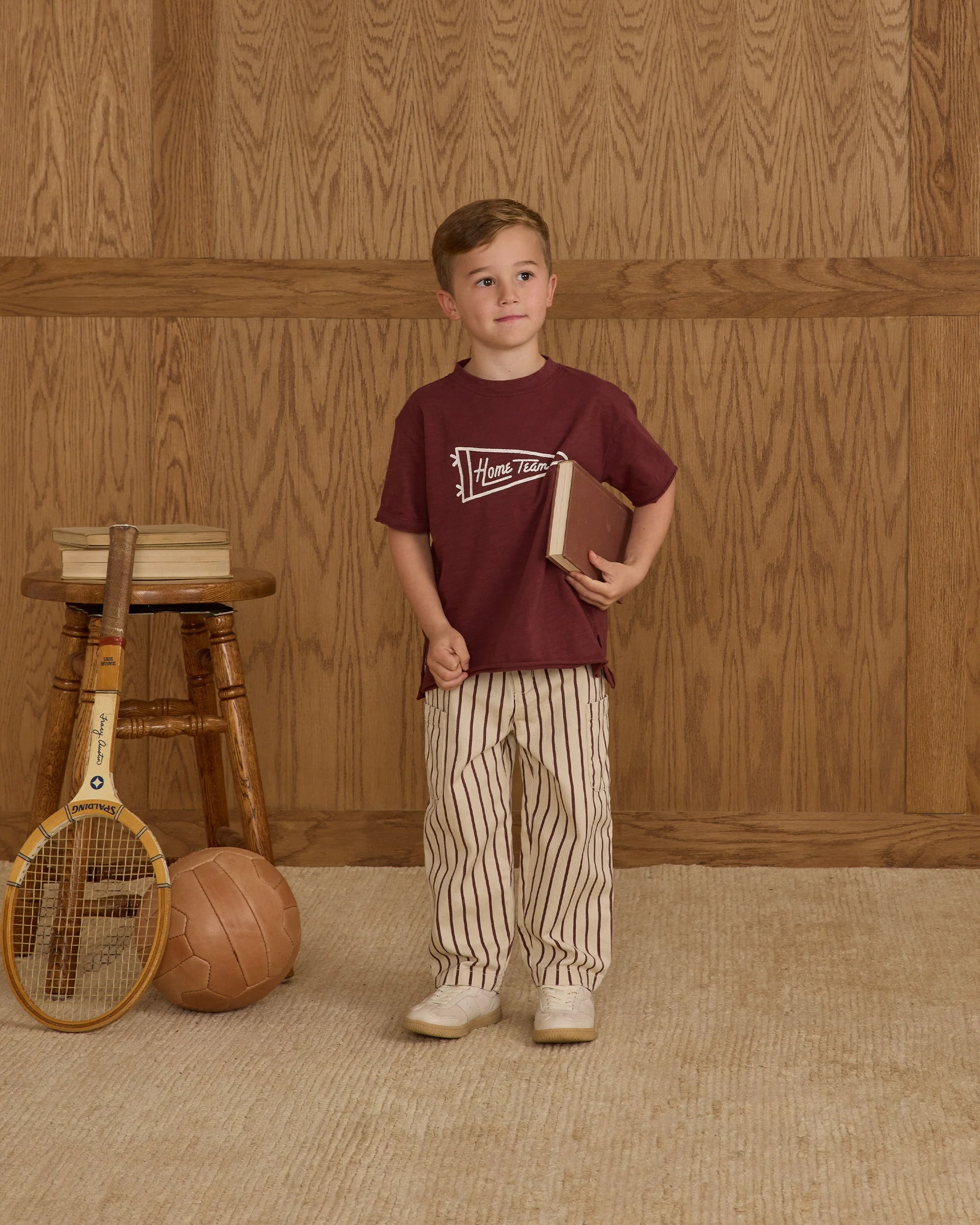 Relaxed Cargo Pant || Burgundy Pinstripe - Image 2