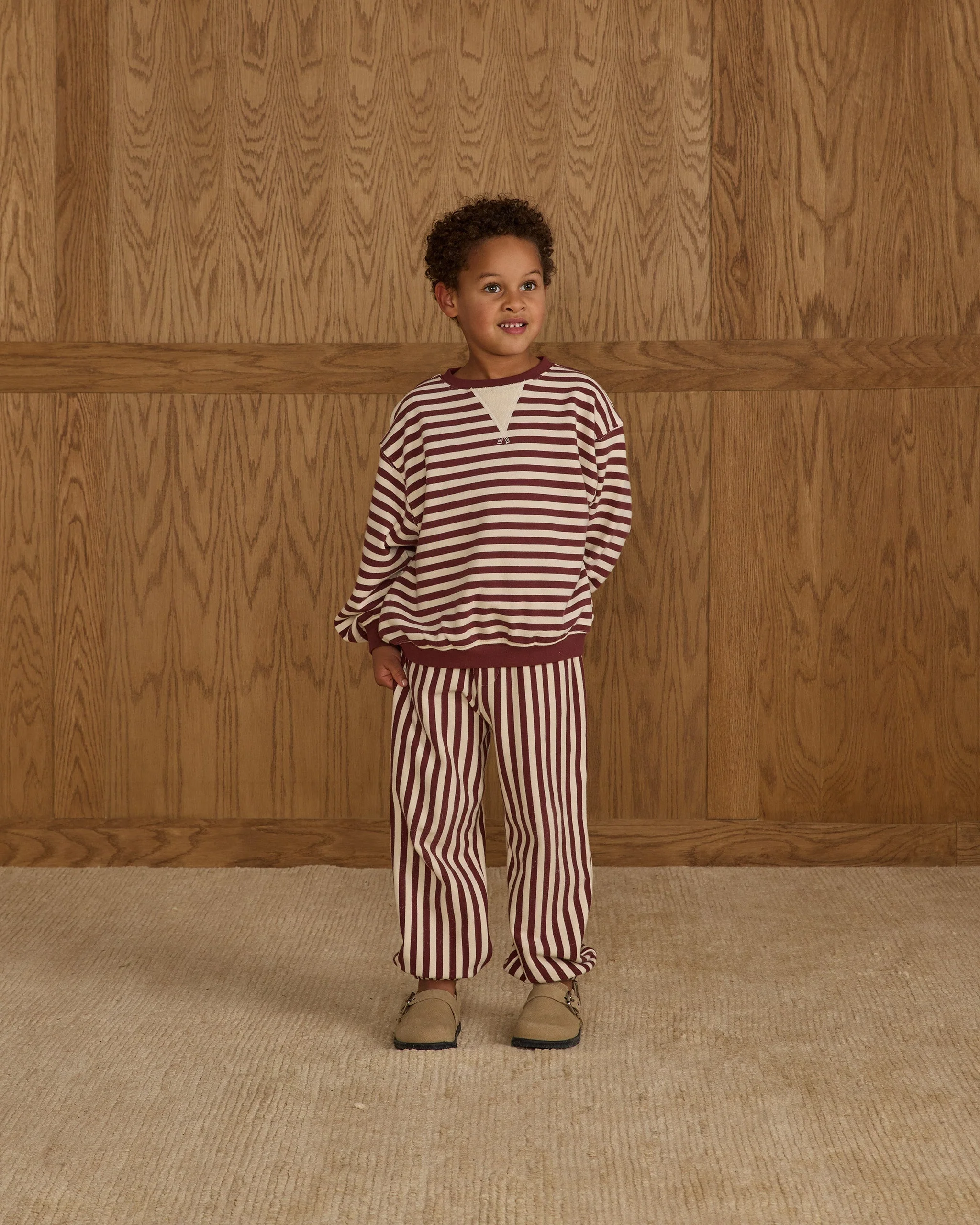 Relaxed Jogger || Burgundy Stripe - Image 3