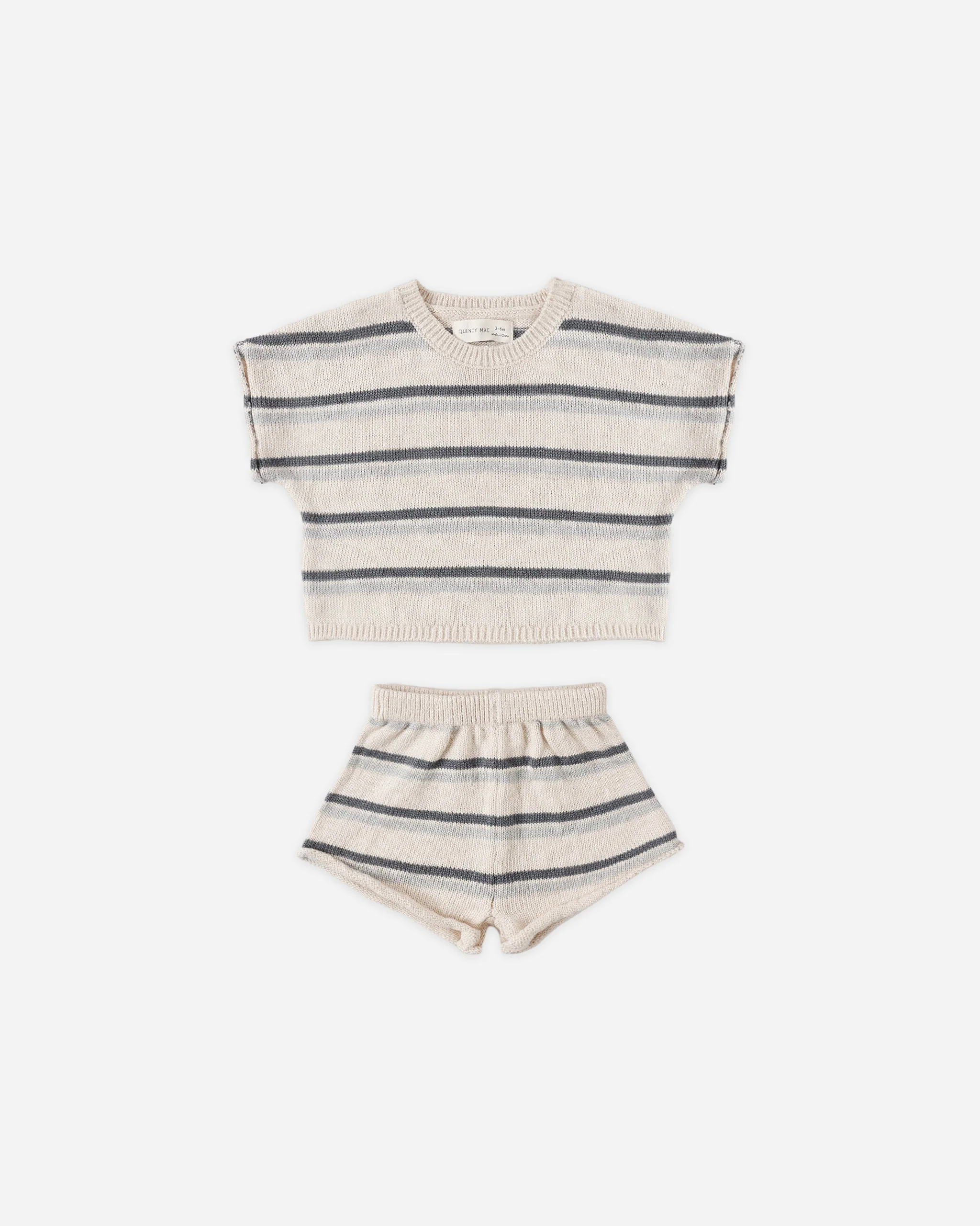 Relaxed Summer Knit Set Ocean Stripe