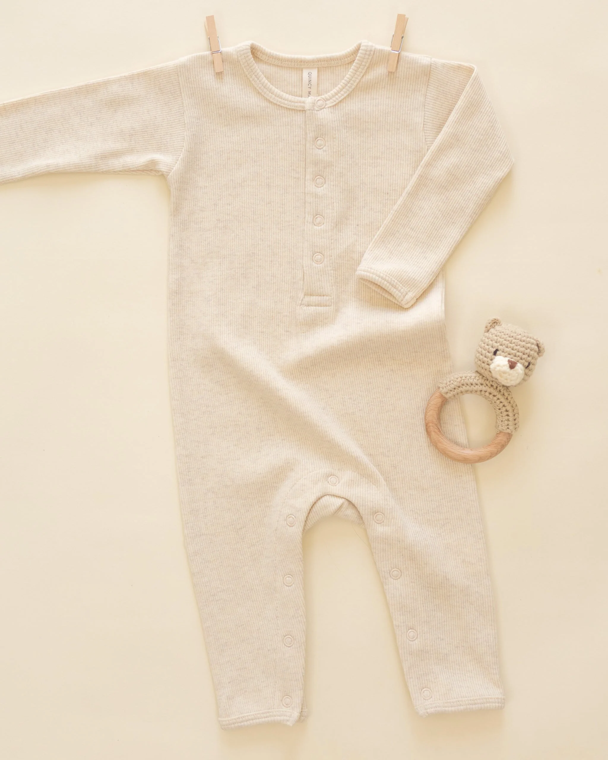 Ribbed Baby Jumpsuit || Oatmeal - Image 4