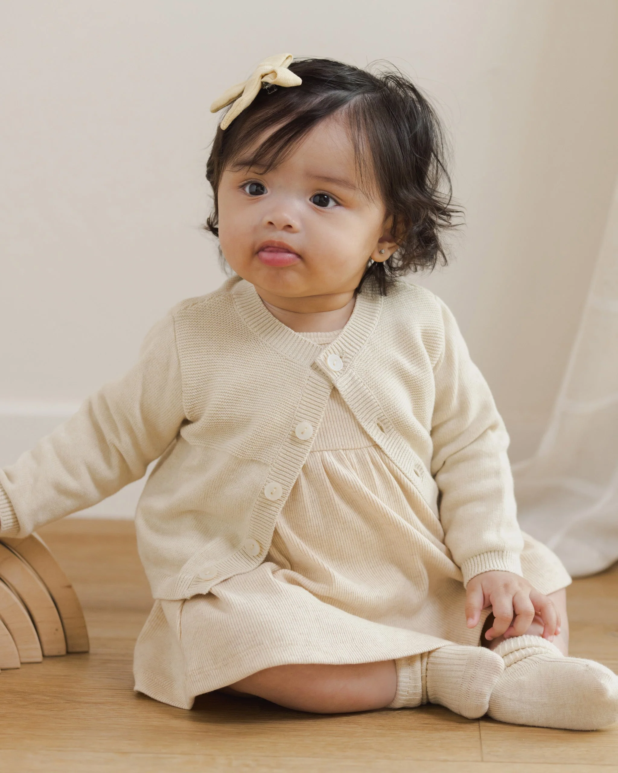 Ribbed Long Sleeve Dress || Oatmeal - Image 3