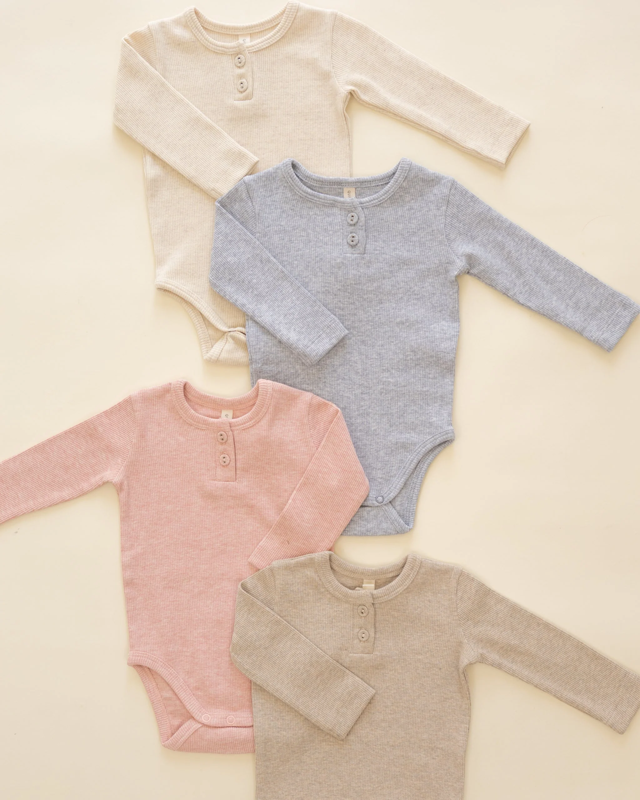 Ribbed Long Sleeve Onesie || Oatmeal - Image 4