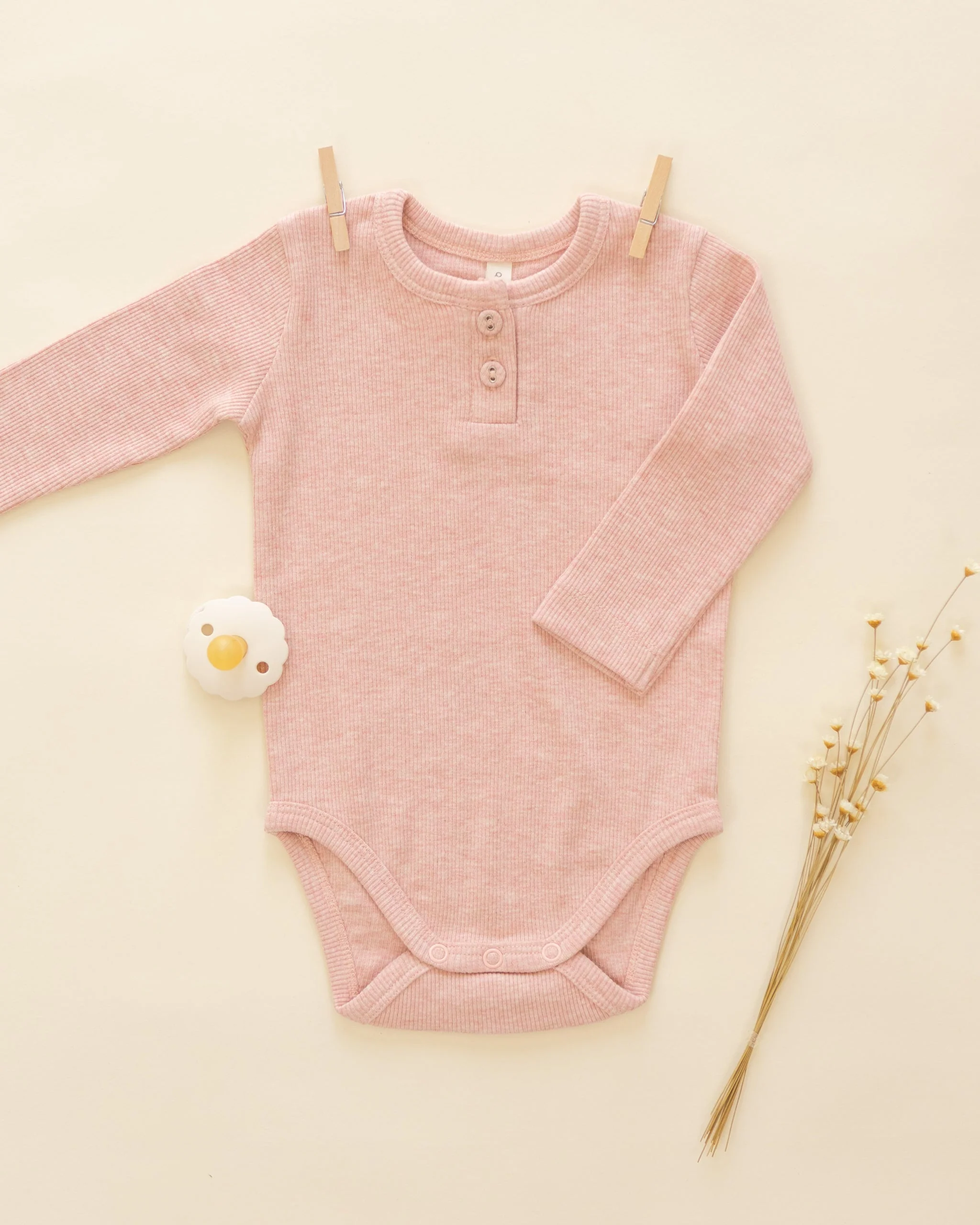 Ribbed Long Sleeve Onesie || Rose - Image 2