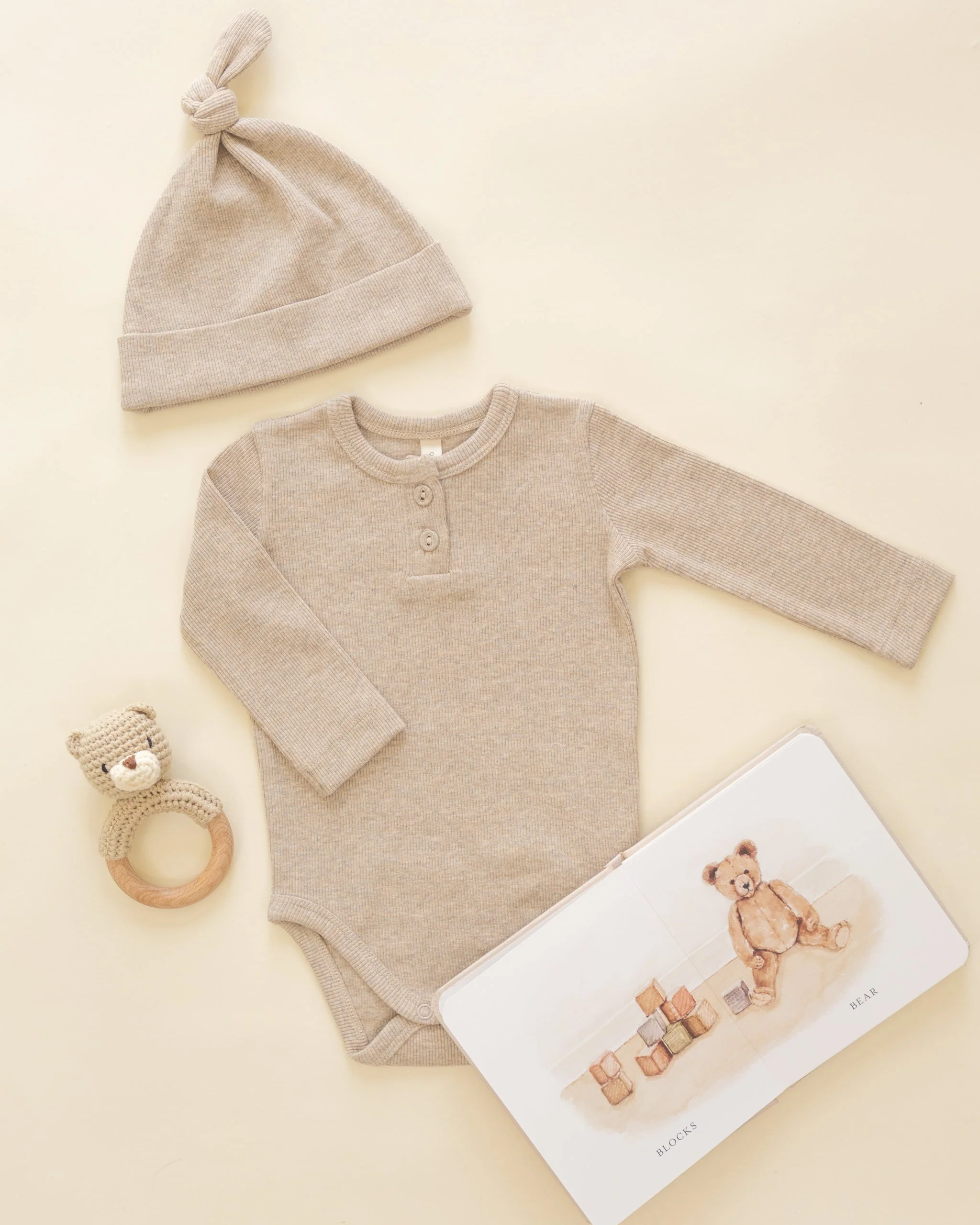 Ribbed Long Sleeve Onesie || Taupe - Image 2